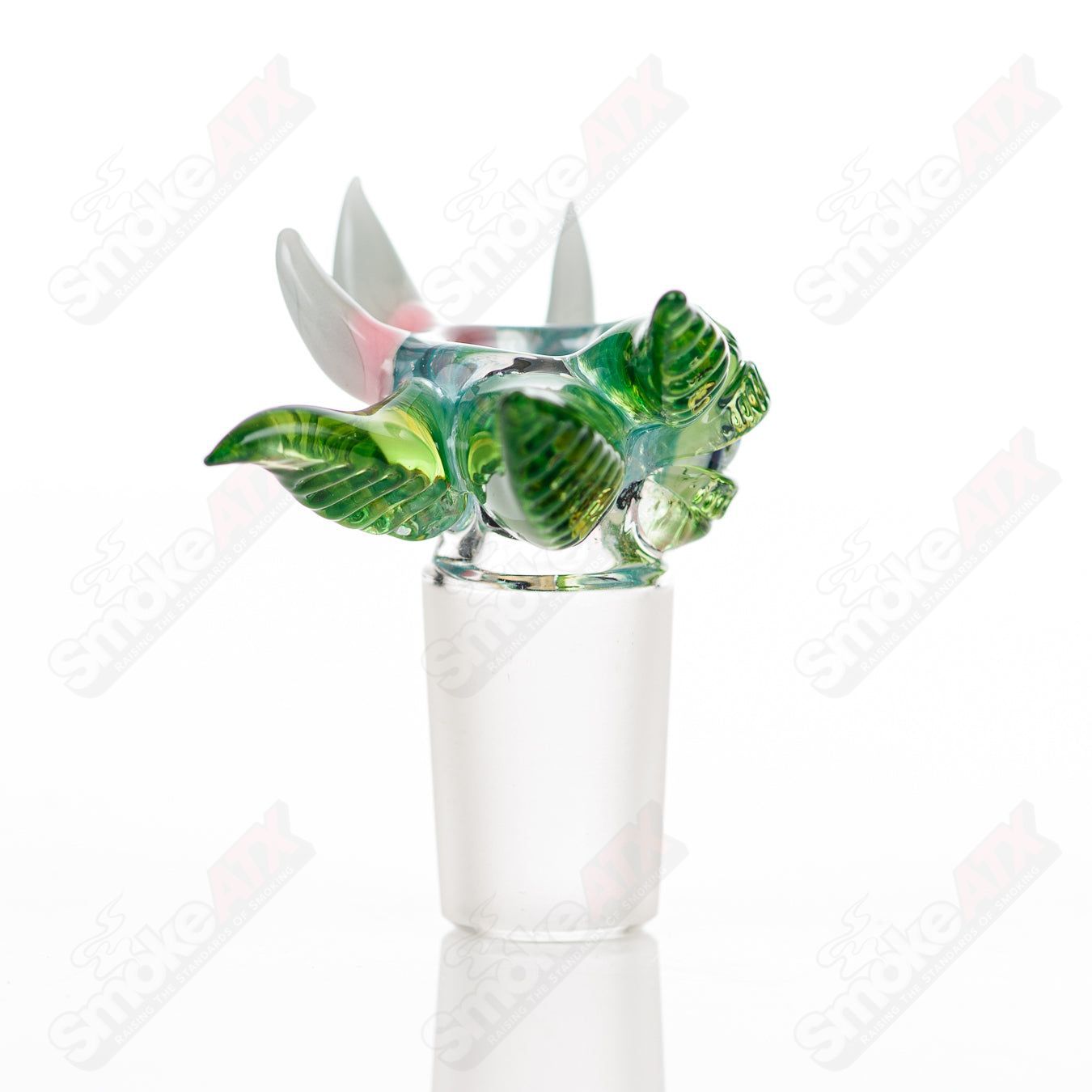 Salt Glass 19mm UV slide with 3-hole design in Plantphibian, Citrine, and Aqua Azul colors for heady glass bowls.