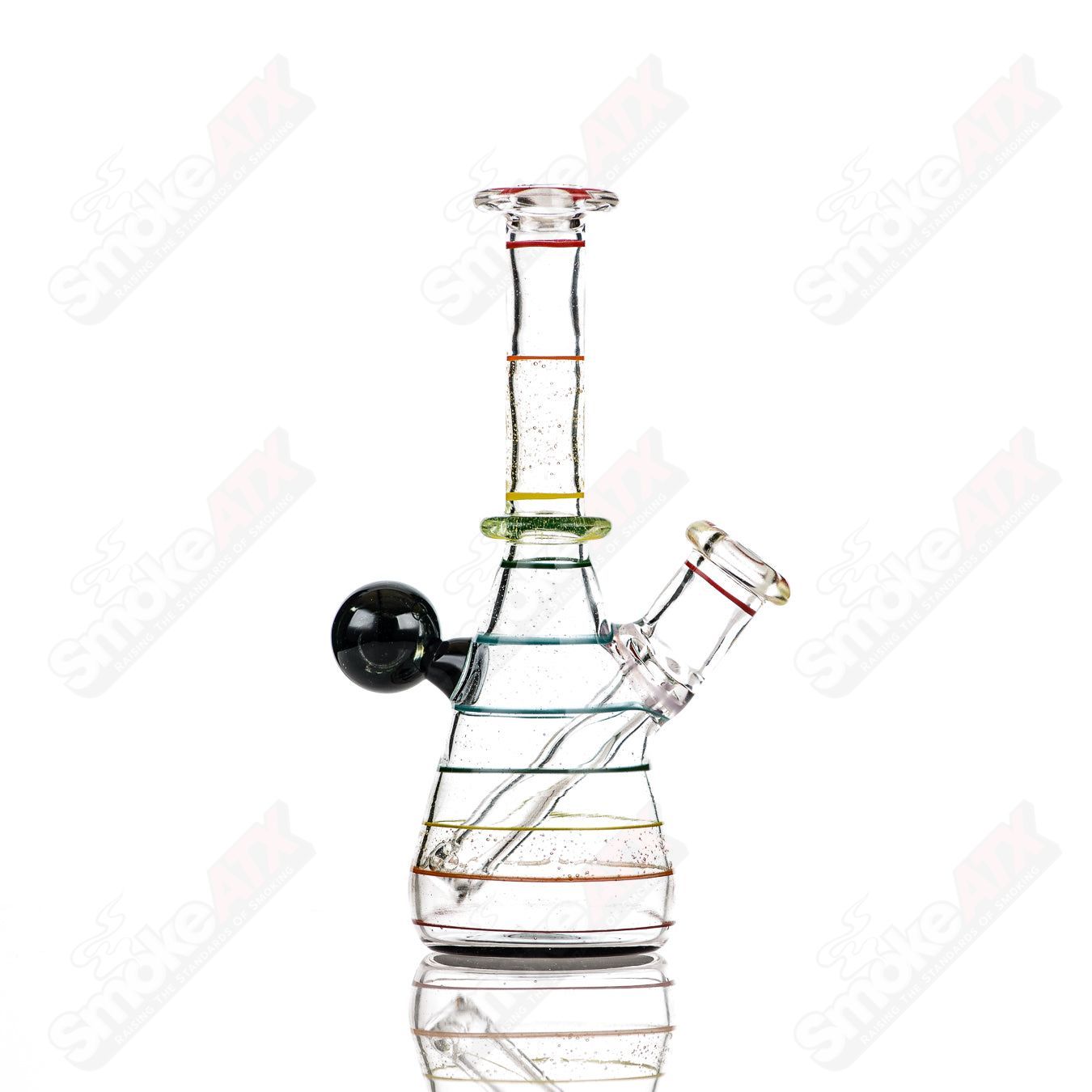 Dustorm Glass 14mm UV Secret Double Rainbow Tube waterpipe with vibrant rainbow design and clear glass body.