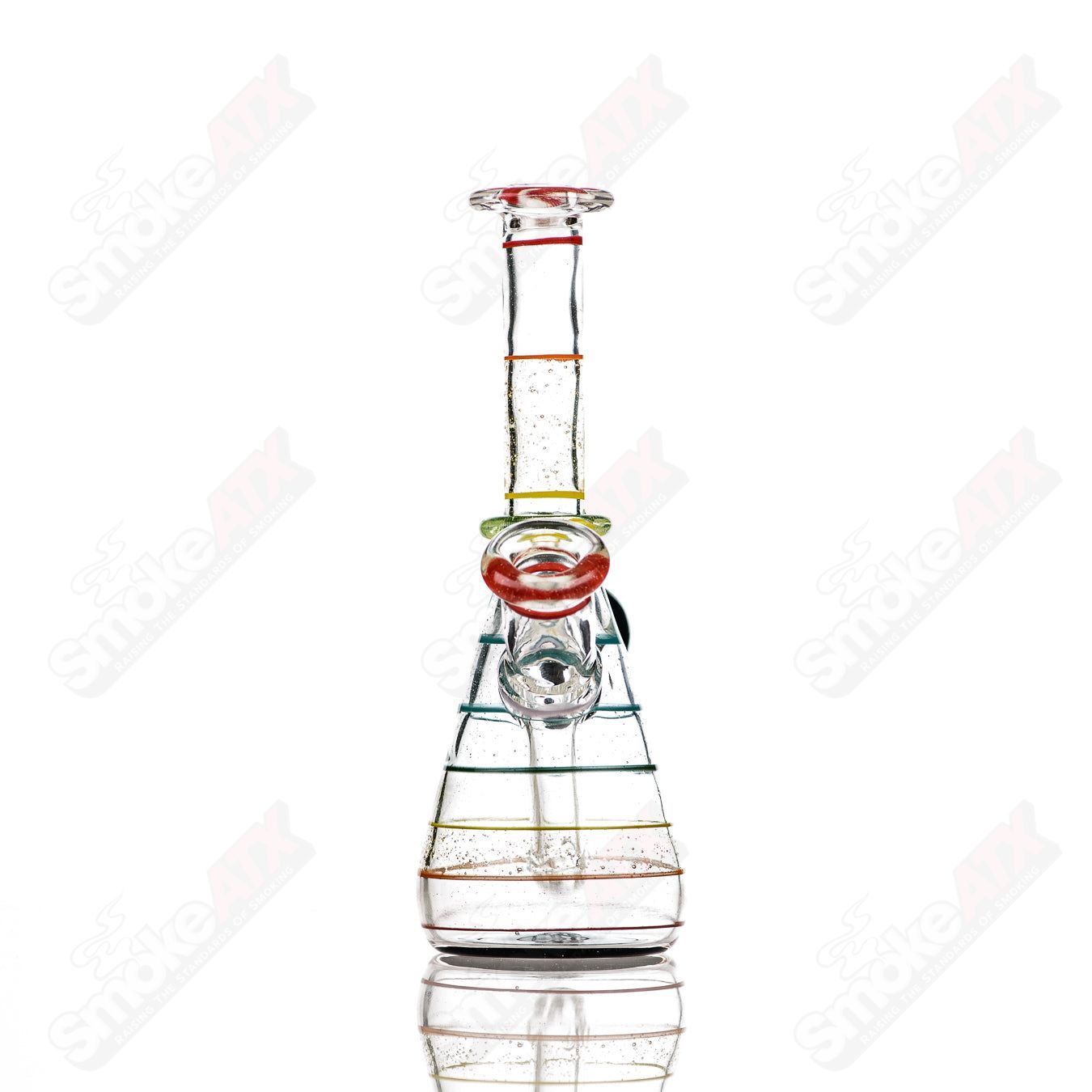 14mm UV Secret Double Rainbow Tube Glass waterpipe by Dustorm Glass with vibrant rainbow and UV-reactive features.