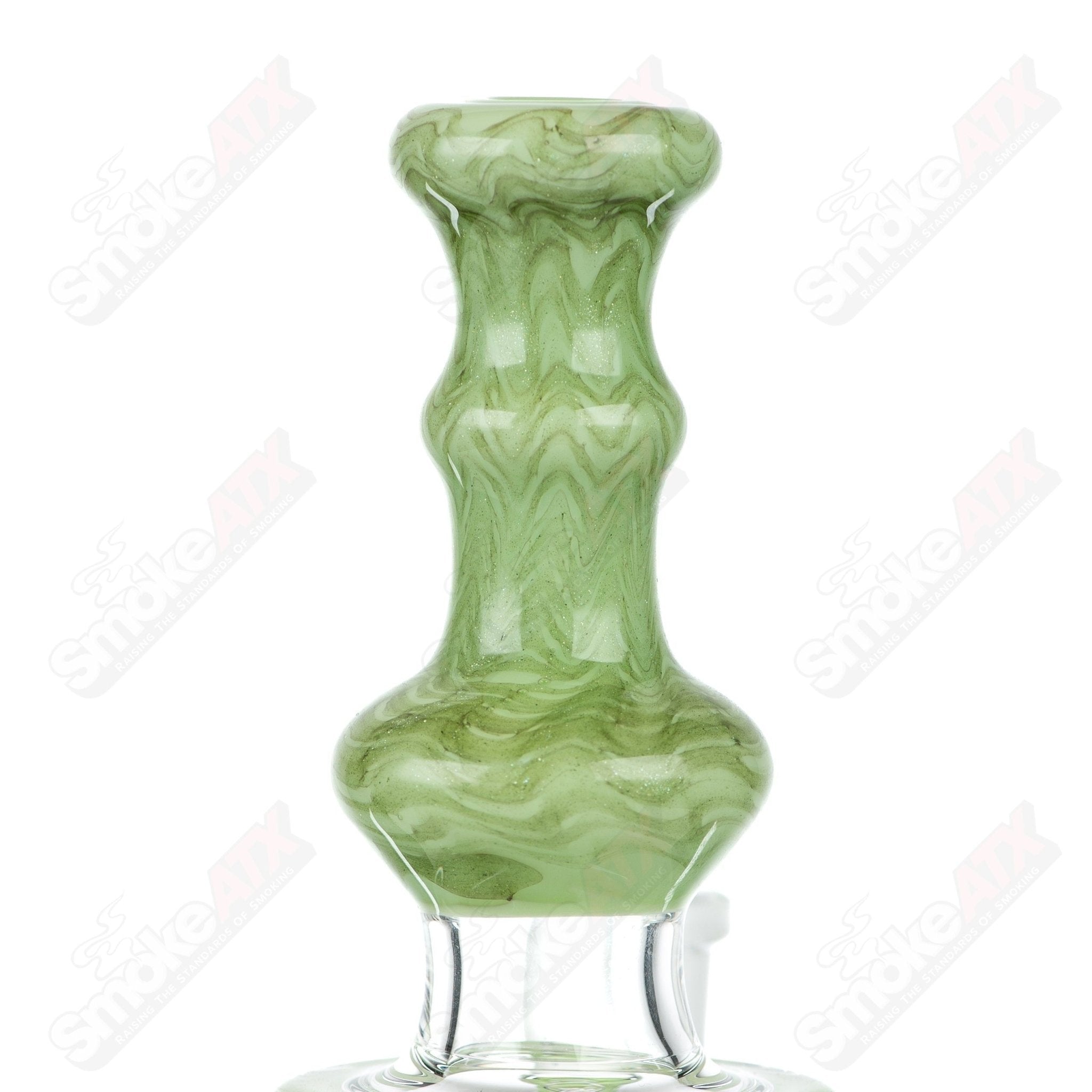 Tagle Glass inline tube bubbler with 18mm and 50mm wrap n rake design, featuring clear glass and intricate craftsmanship.