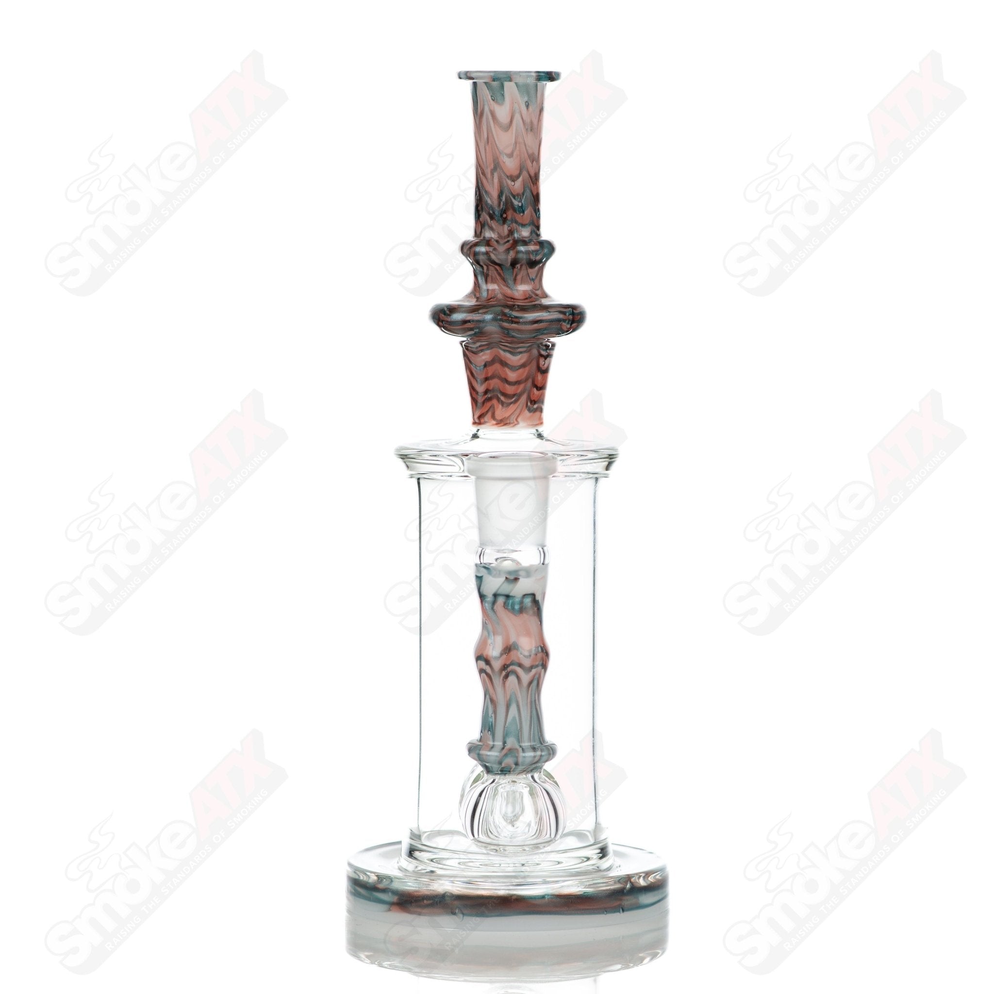 Tagle Glass waterpipe inline tube with 18mm and 60mm wrap and rake design, featuring clear glass construction.