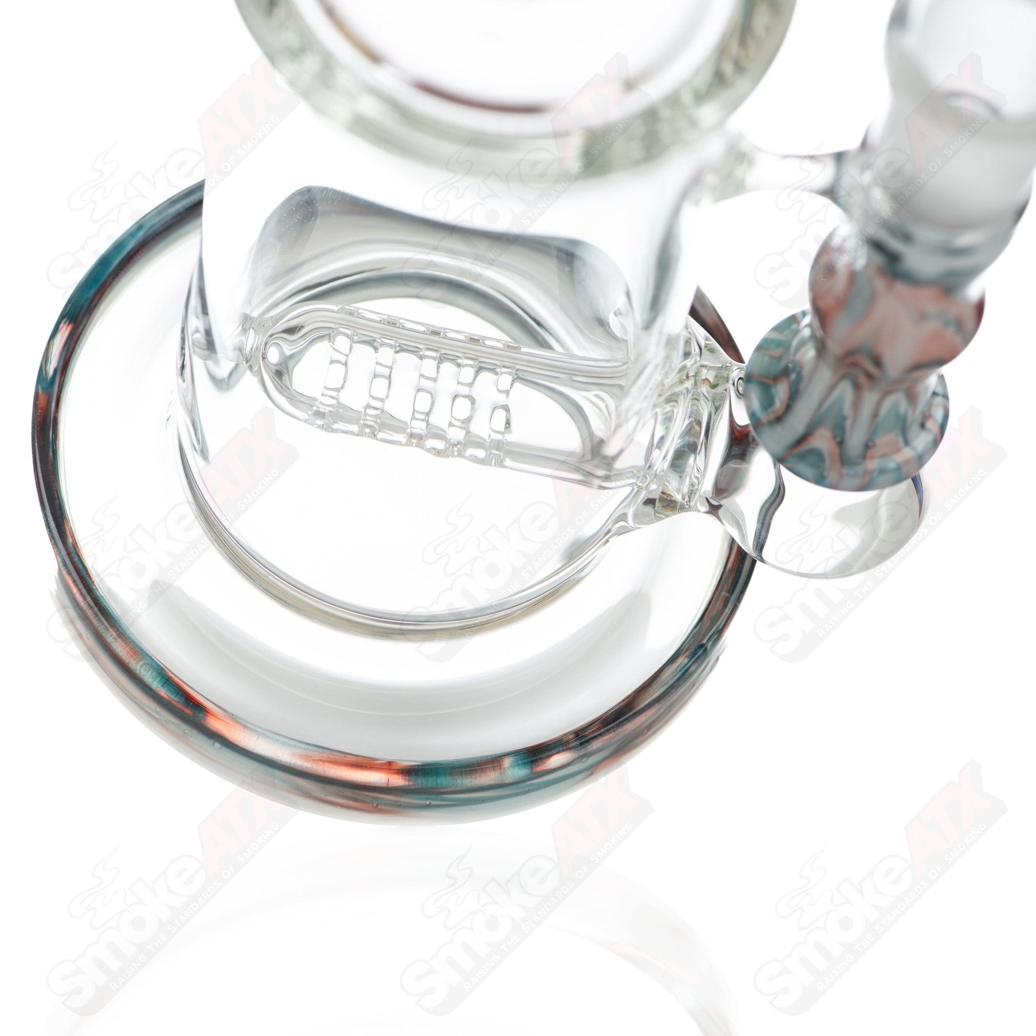 Tagle Glass inline waterpipe tube with 18mm and 60mm wrap and rake design, made of clear glass for smoking enjoyment.