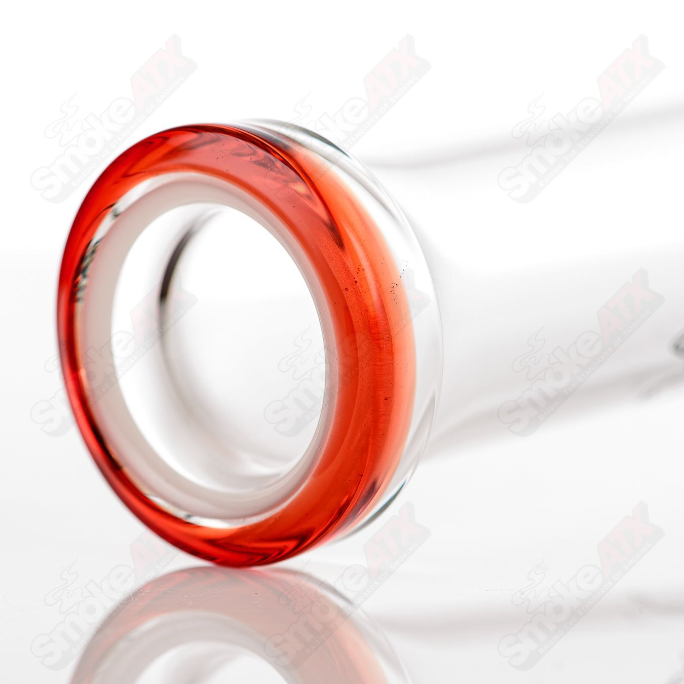 Toro 18mm circular to 13-arm perc glass straight tube with color foot and mouthpiece accents, designed for smooth smoking.