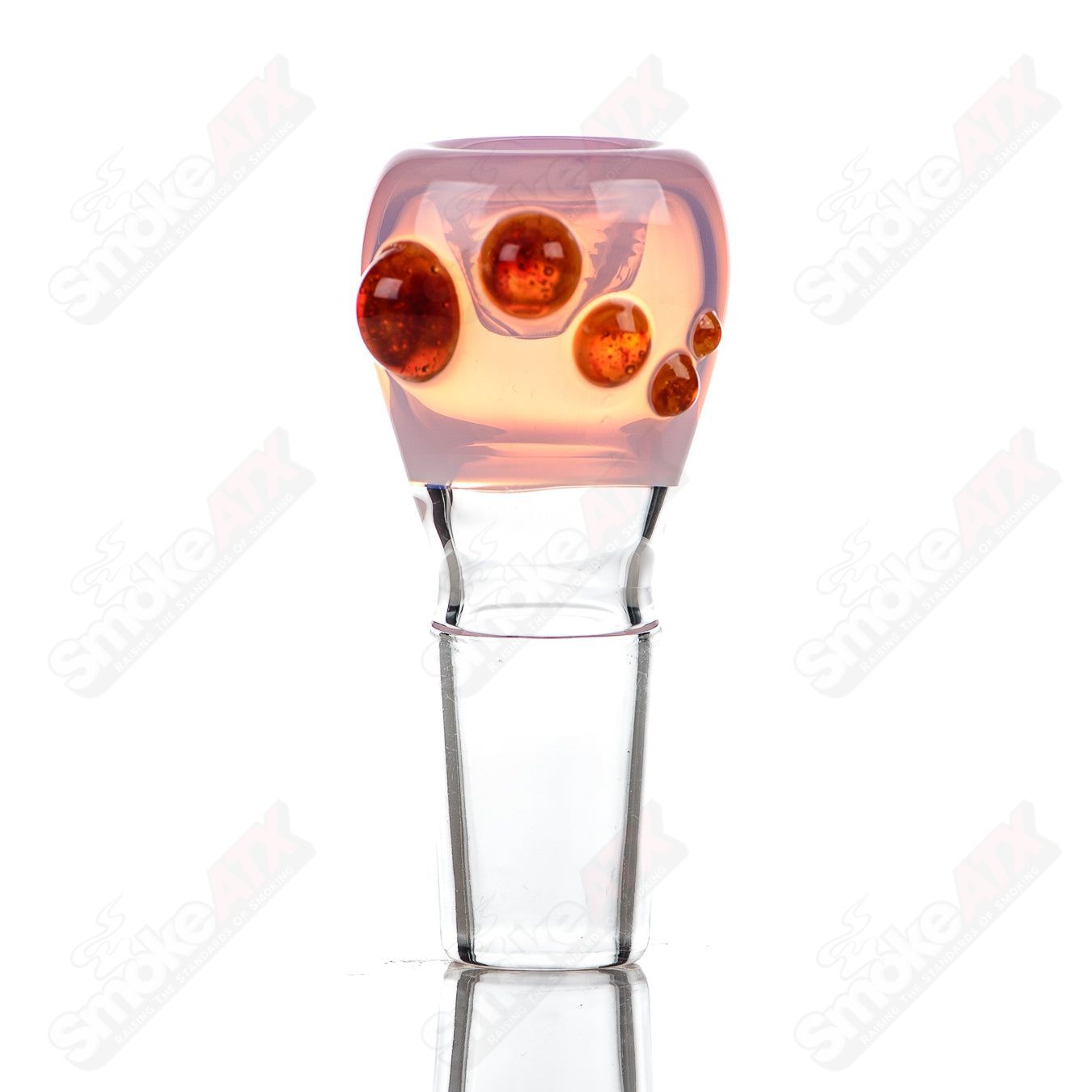 Colorful Dustorm Glass 18mm push slide bowl for smoking, featuring a vibrant full-color design and clear glass construction.