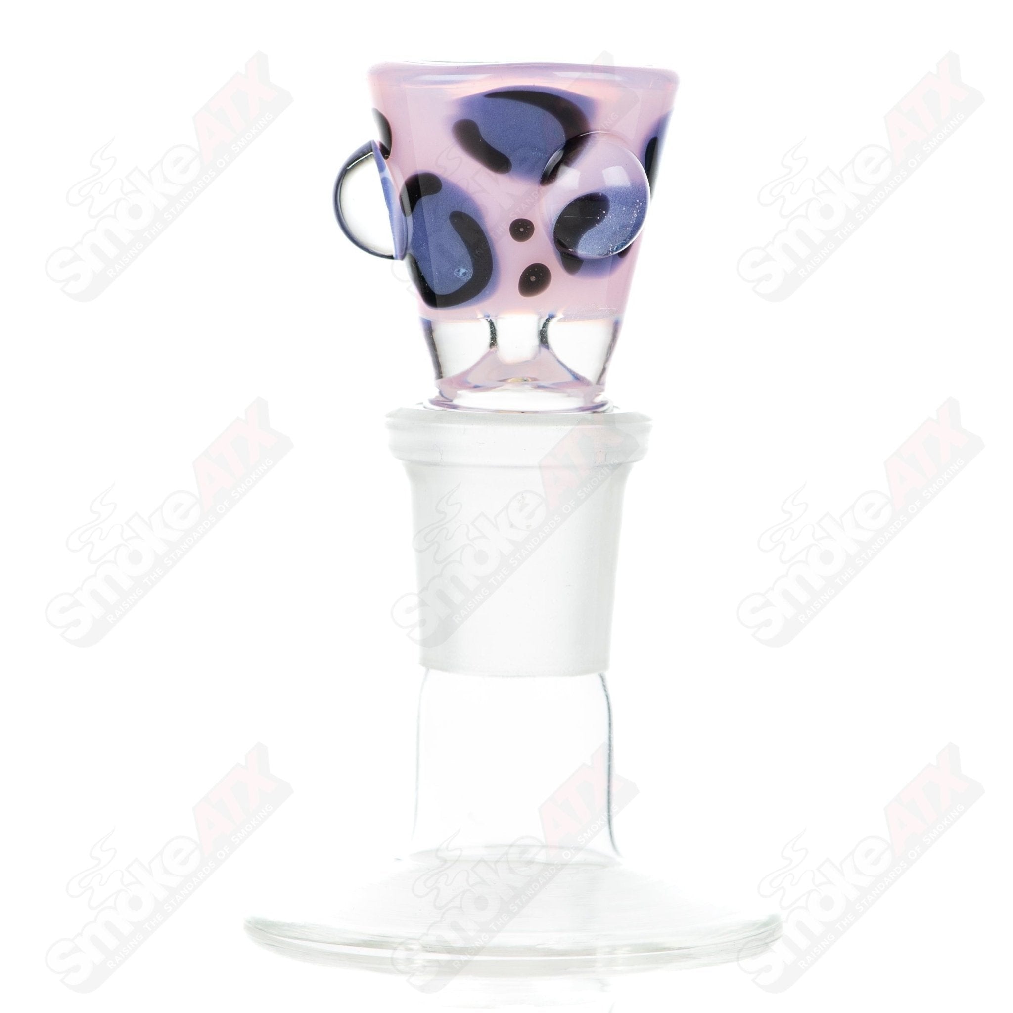 Leopard print 18mm glass martini bowl with dotted details, crafted by Adventures In Glass Blowing.