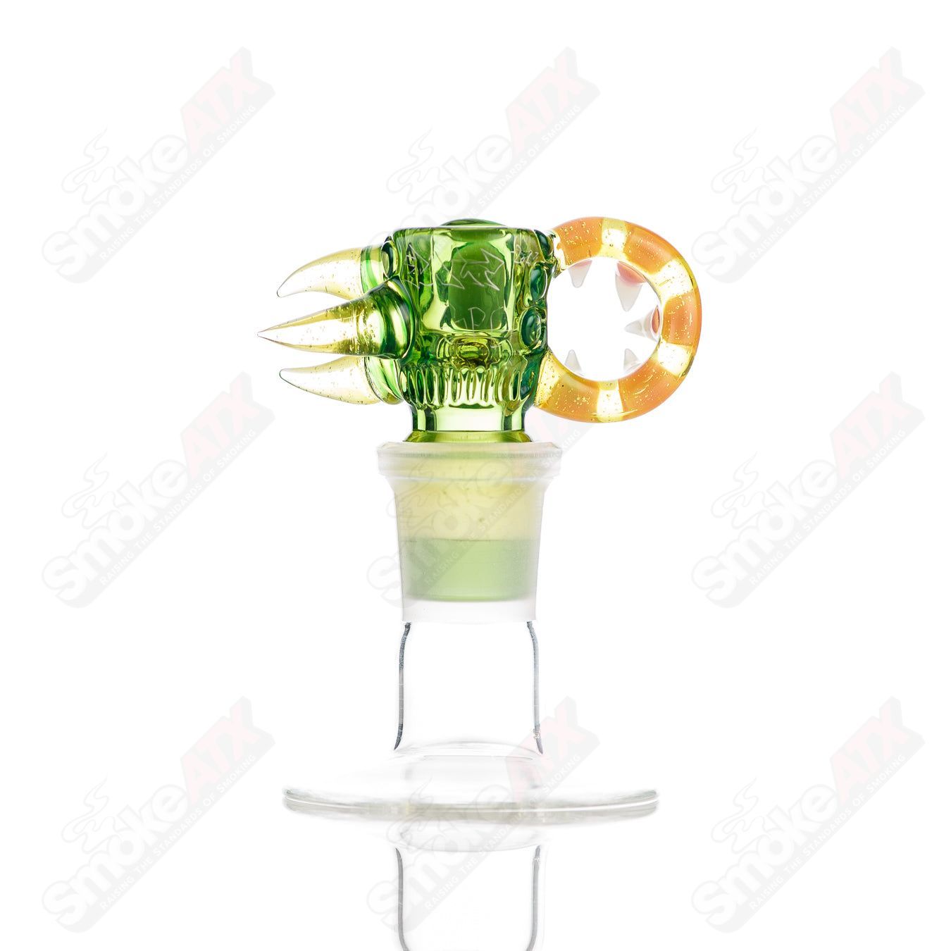 Salt Glass UV Reactive 19mm 3-Hole Slide for Heady Glass bowls, featuring vibrant UV-reactive designs for enhanced visual effects.