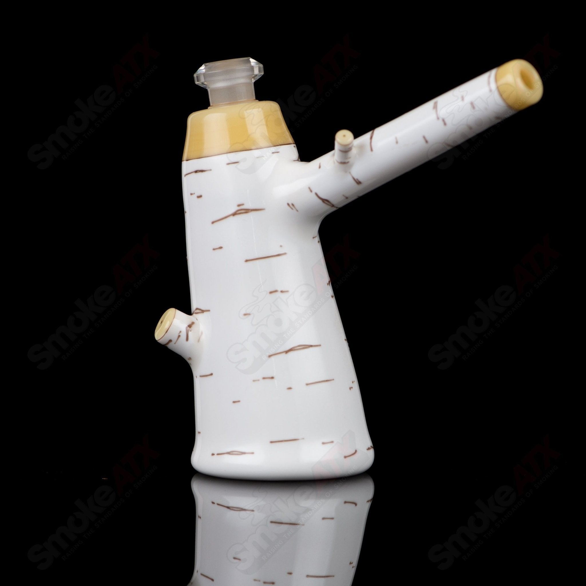 Foster Glass Birch Poker Rig, a heady concentrate rig with intricate glass design and clear glass construction.