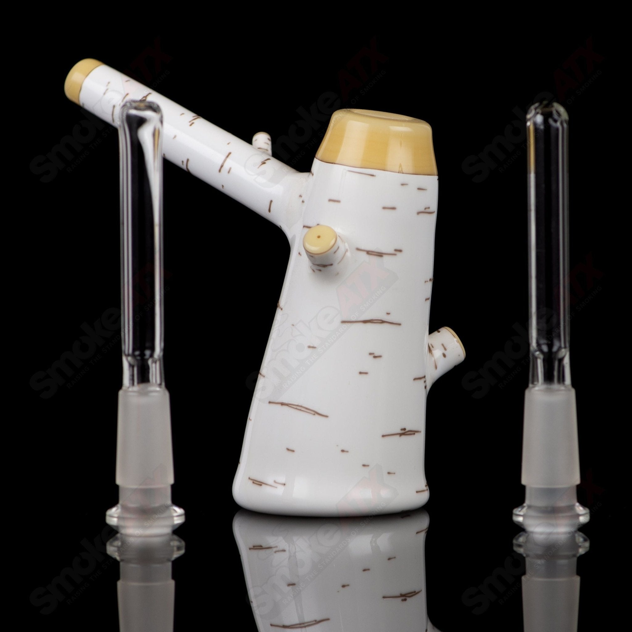 Foster Glass Birch Poker Rig, a heady concentrate rig with intricate glasswork and a clear design, perfect for concentrate dabbing.