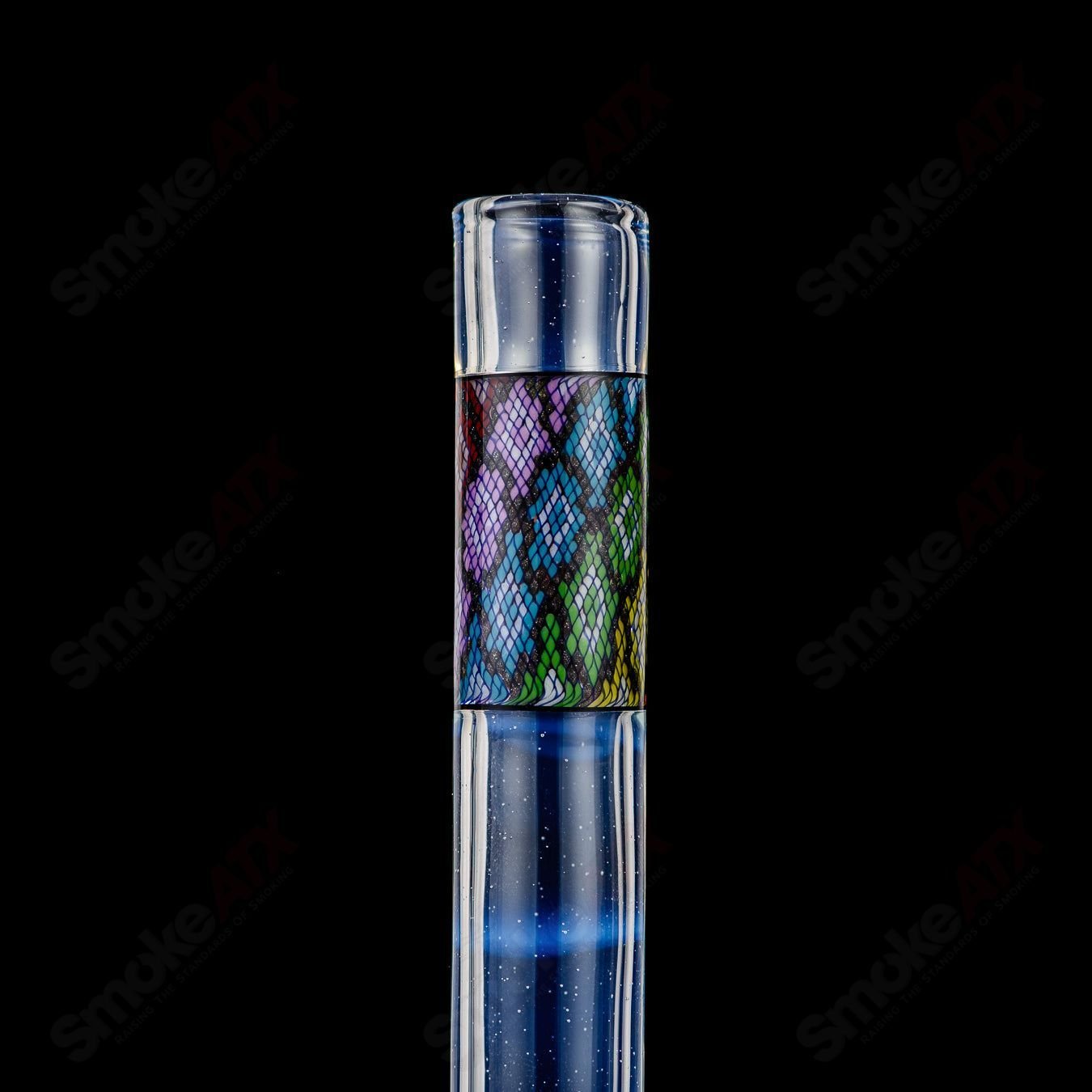 John W Glass Filla Tube, a clear heady glass concentrate rig with intricate design and durable build, ideal for dabbing.