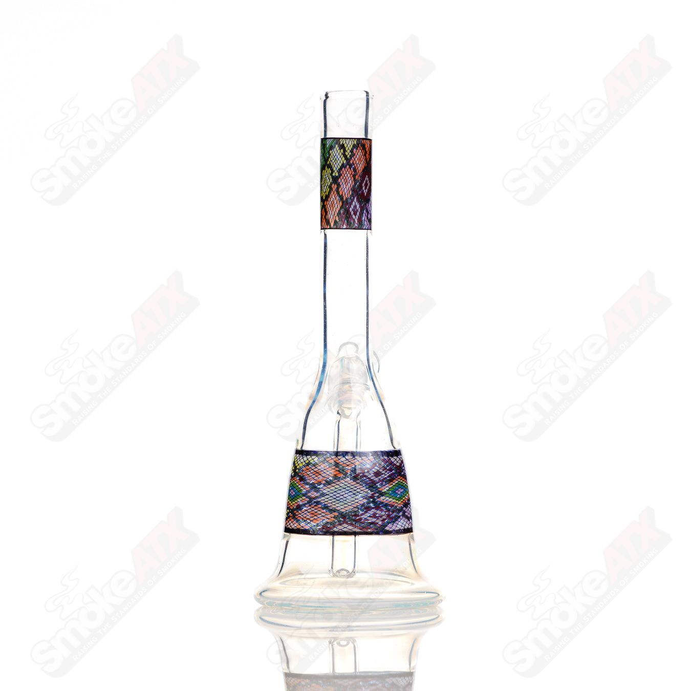 John W Glass Filla Tube, a heady glass concentrate rig with intricate design and clear glass construction, perfect for concentrates.