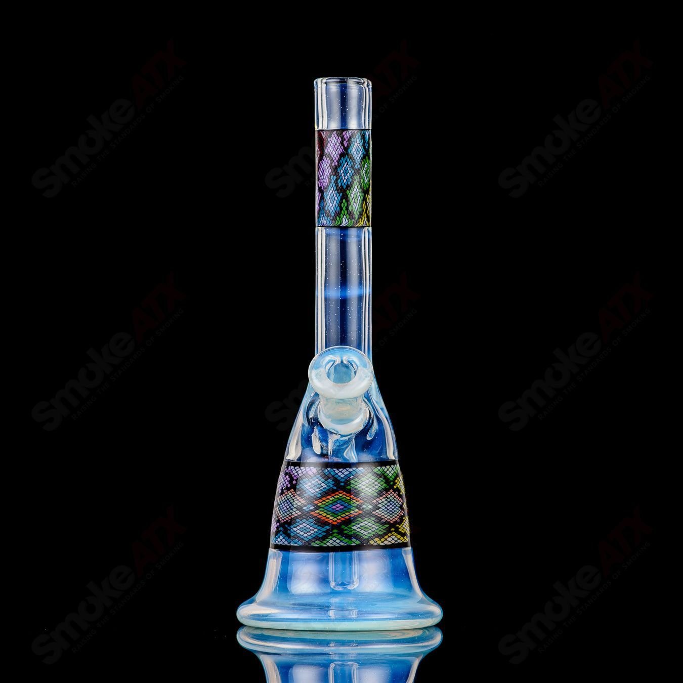John W Glass Filla Tube, heady glass concentrate rig with intricate design and clear glass construction.