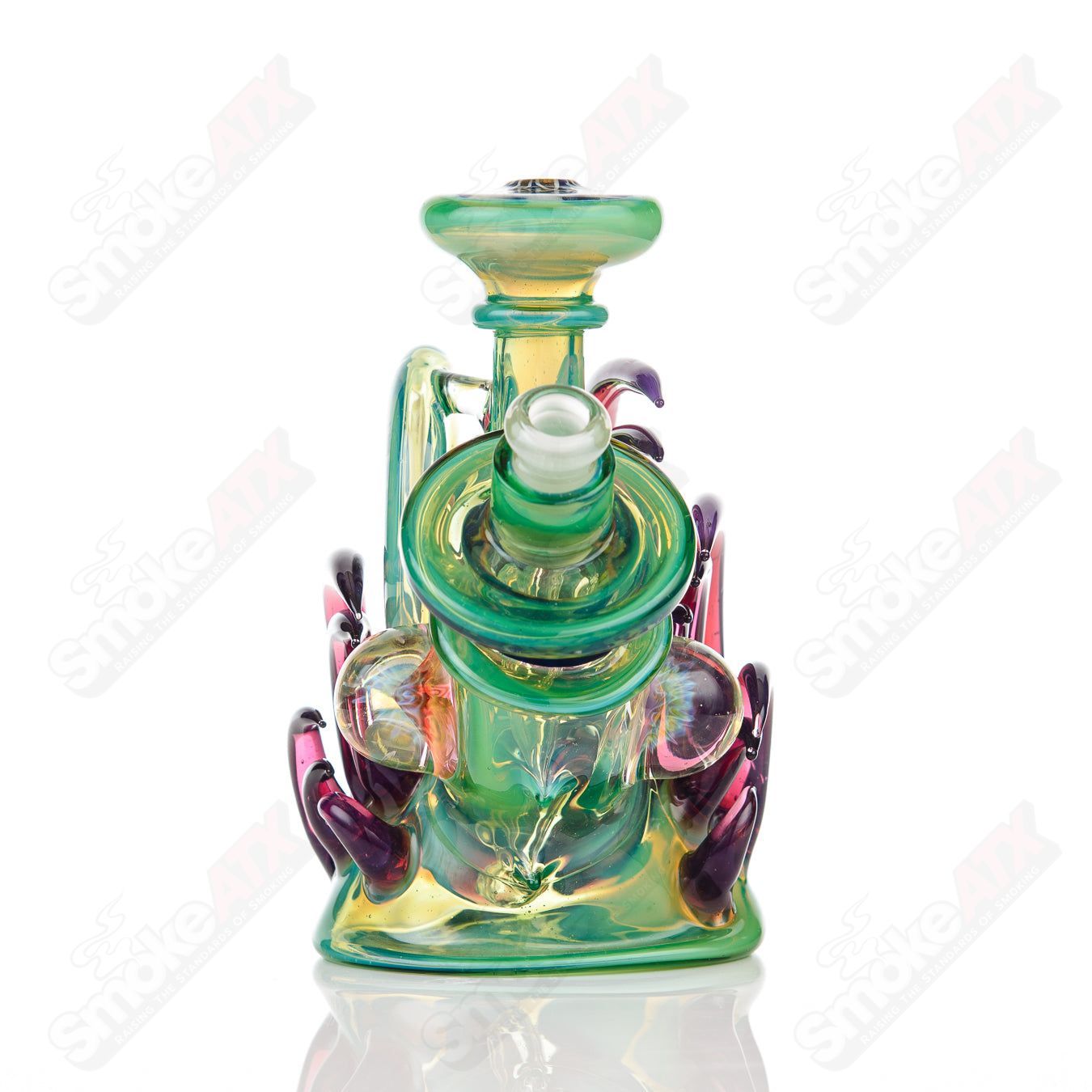 Freeek Glass Fillacello Squat Lock Rig for concentrates, clear heady glass with intricate design and squat lock features.