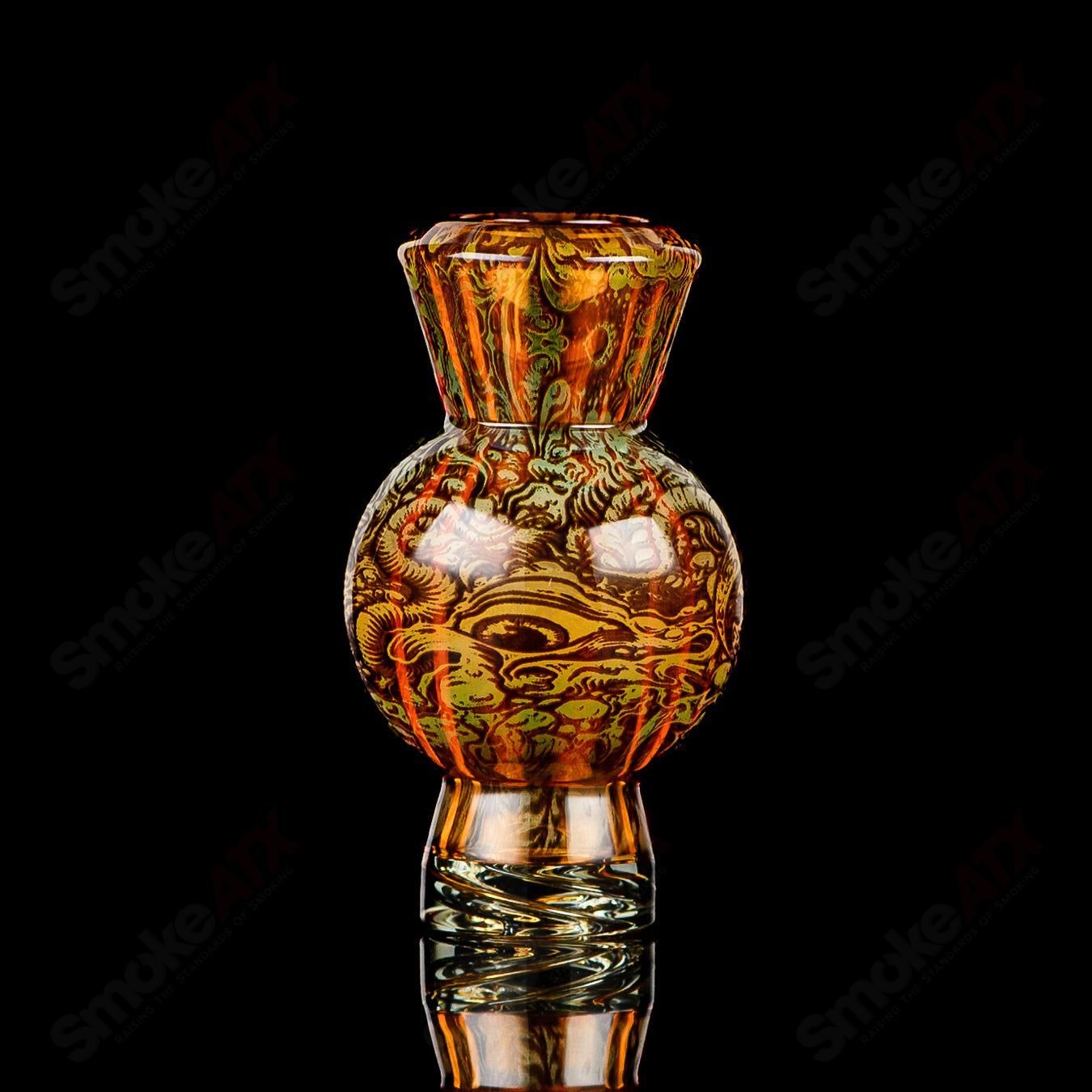 Mothership Hologram Tech Bubble Cap for Heady Glass carb, featuring iridescent holographic design and intricate glass craftsmanship.