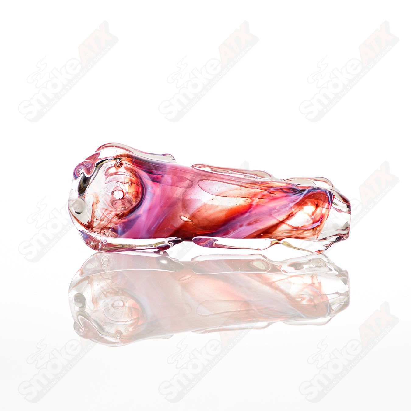 Two-spoon glass pipe by Nobody, clear glass with a smooth, curved design, ideal for smoking, crafted by Glass by Nobody.
