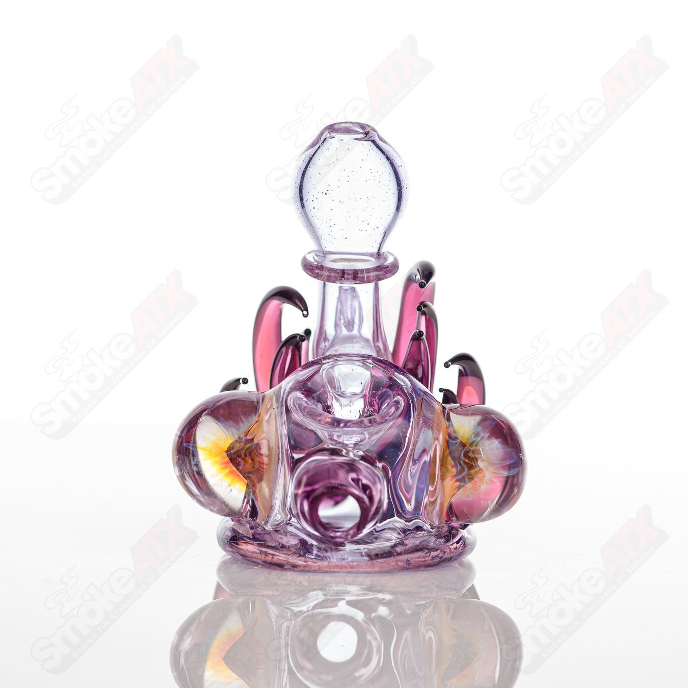 Freeek Glass Squat Lock Flower Pipe, a colorful hand pipe with floral design and unique squat lock shape for smooth use.