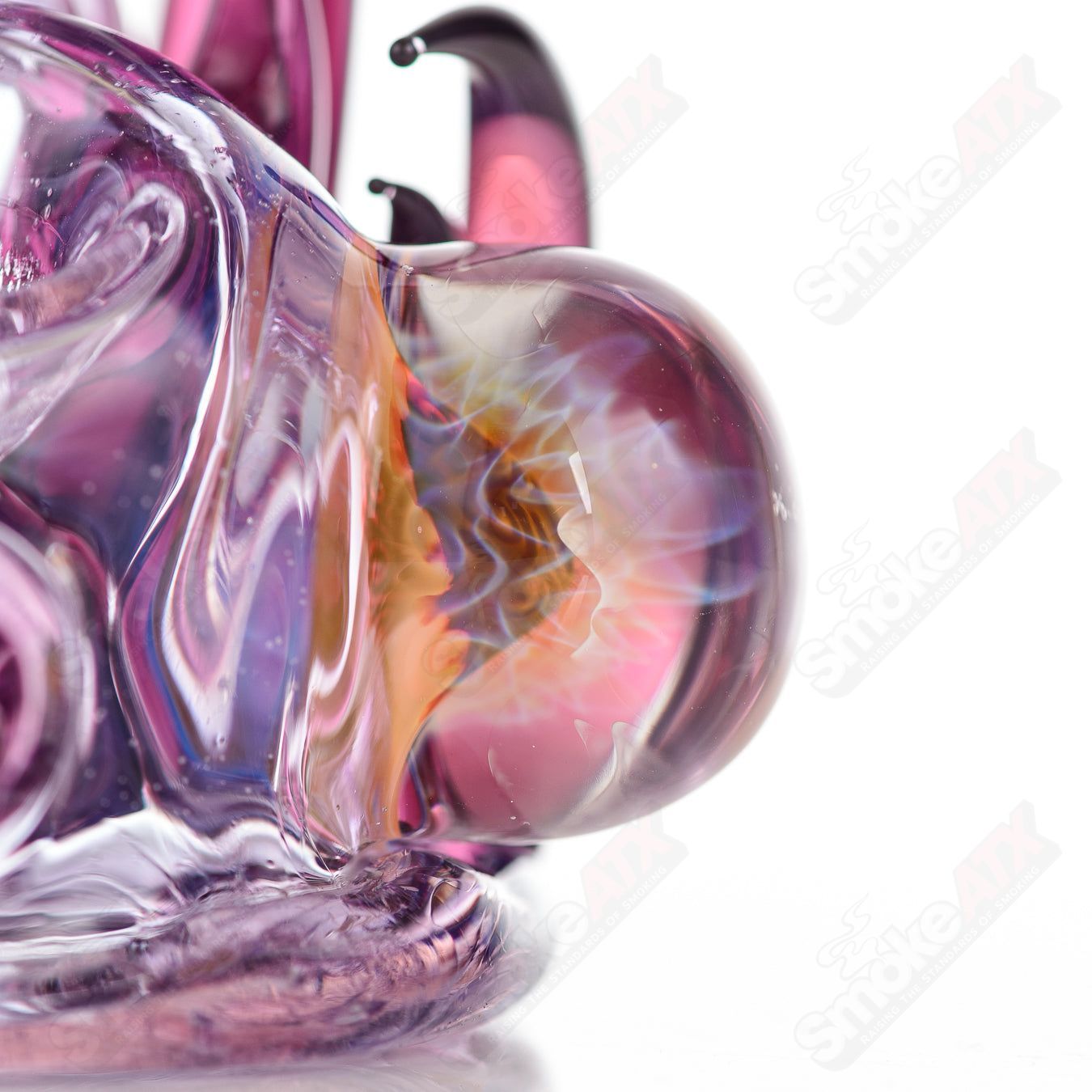 Freeek Glass squat lock flower pipe, a colorful heady glass hand pipe with intricate floral design and unique squat lock shape.