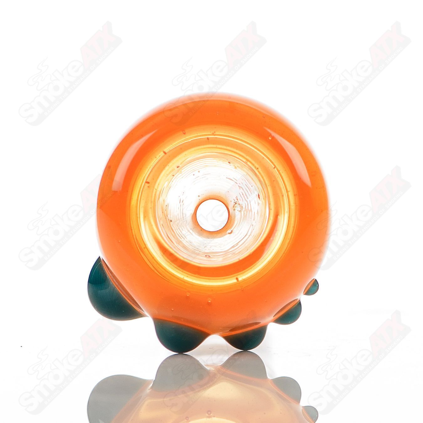 Colorful 18mm full color push slide bowl from Dustorm Glass, designed for glass smoking pipes and accessories.