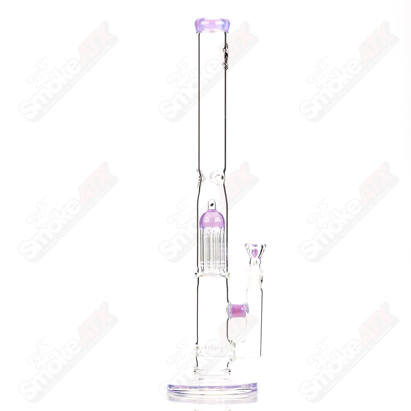 20-inch Texas Tubes Stemline 8-arm glass straight tube with pink Slyme design, 18mm diameter.