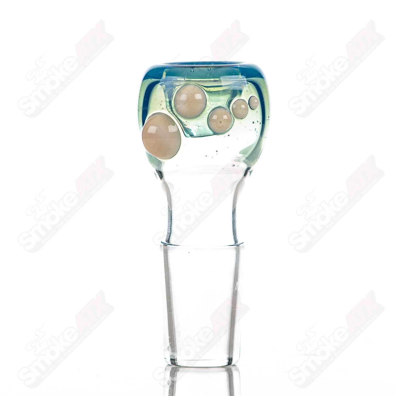 Colorful 18mm Dustorm Glass push slide bowl for smoking, made of high-quality glass with vibrant full-color design.