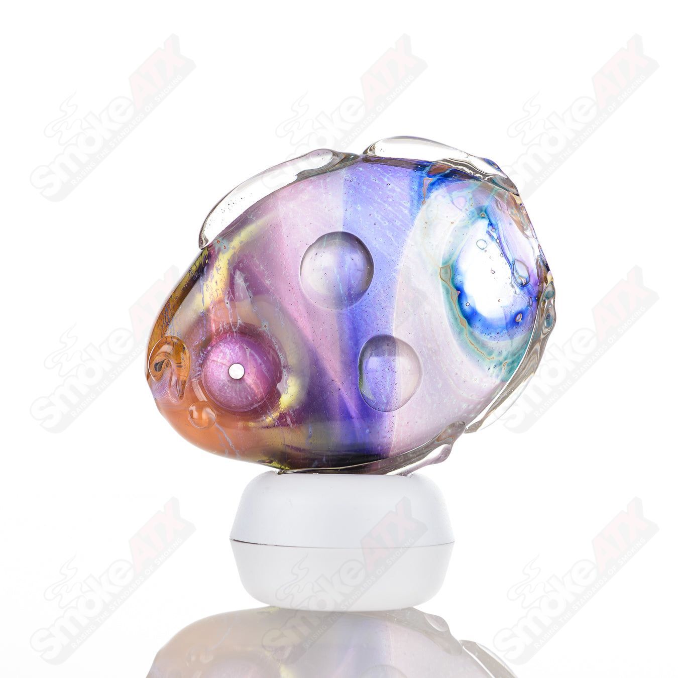 Glass Goddess Pipe by Nobody, clear glass pipe with intricate goddess design, perfect for smooth smoking experiences.