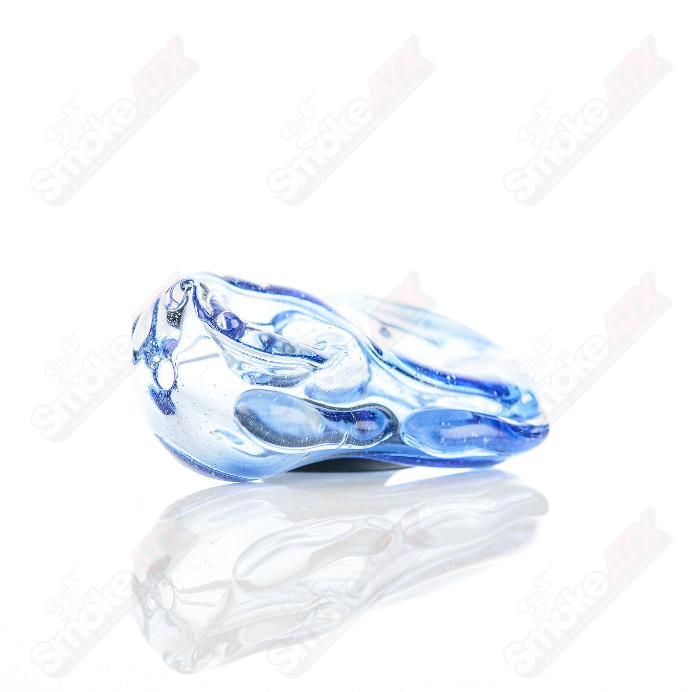 Glass pipe by Nobody featuring a 21-goddess design, made of clear glass, used for smoking, with intricate artistic details.