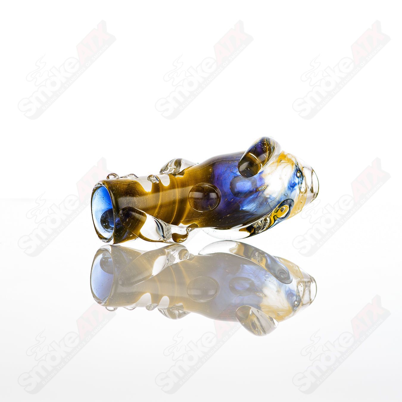 Large glass chillum by Nobody, transparent glass pipe with simple design, designed for easy use and portable smoking.