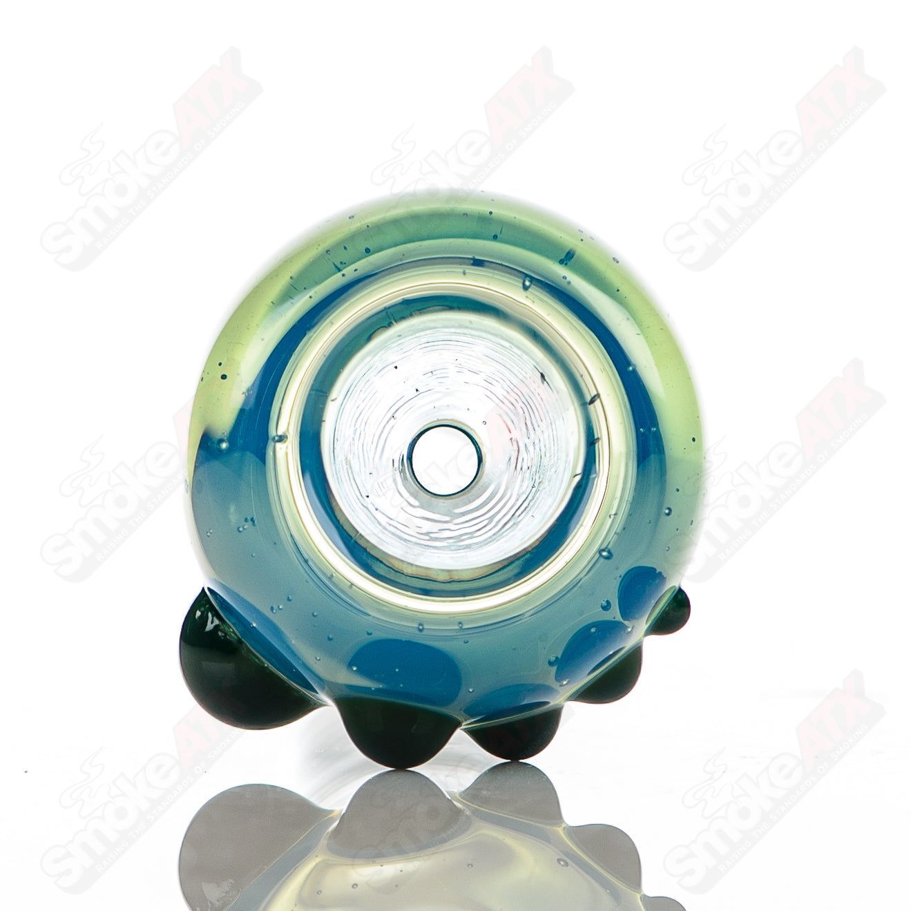 Colorful 18mm full color push slide bowl by Dustorm Glass, made of durable glass for smoking accessories.