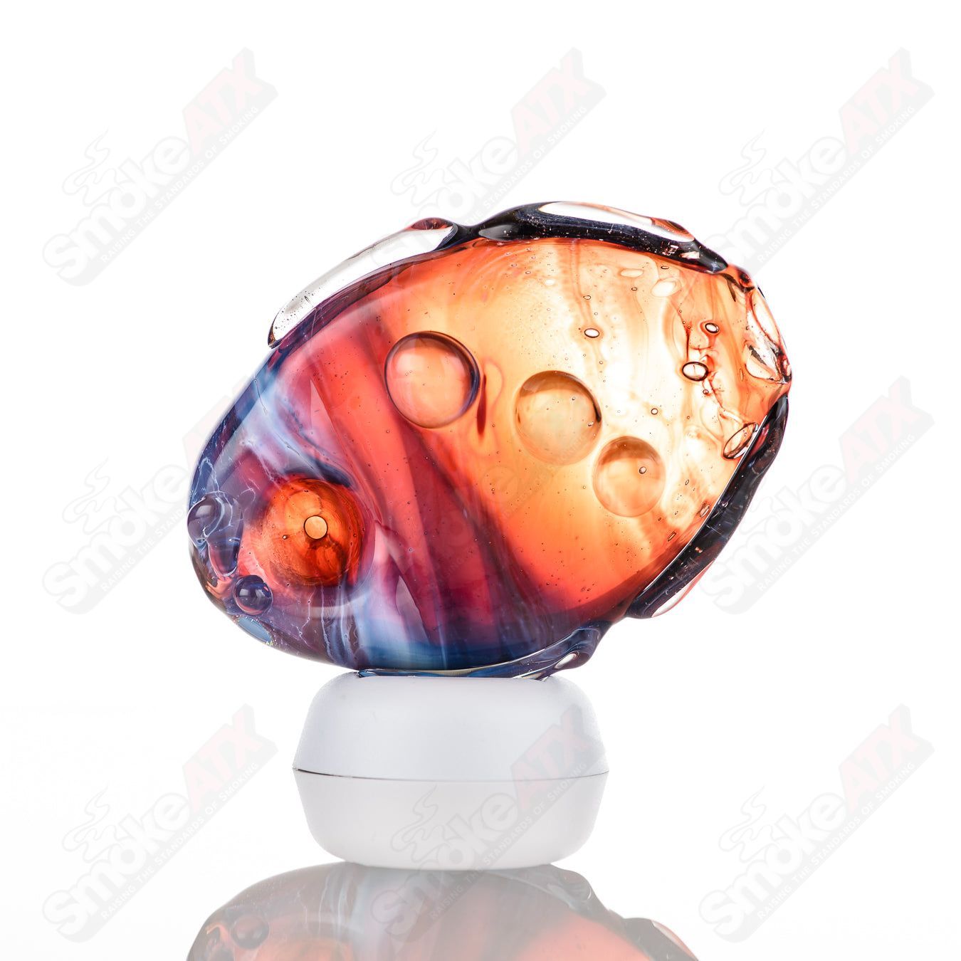 Glass Goddess Pipe by Nobody, clear glass smoking pipe with intricate goddess design, smooth shape, and durable construction.