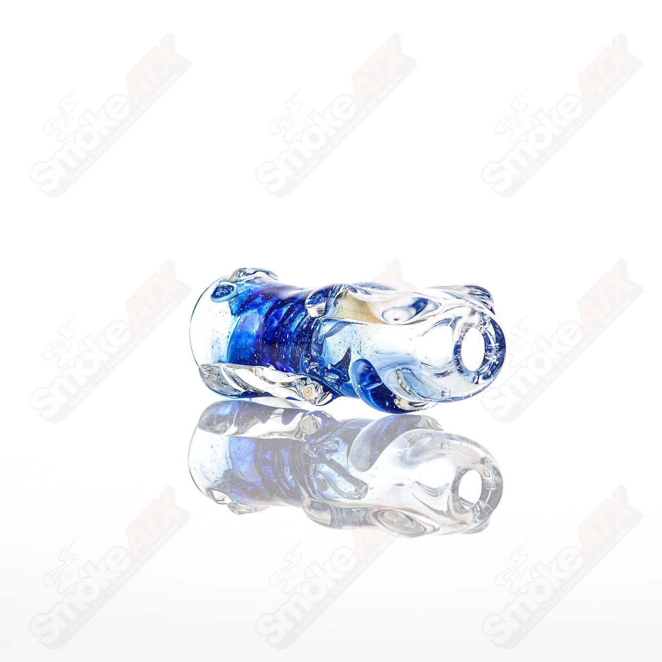 Large Chillum Glass by Nobody, clear glass chillum pipe with a smooth cylindrical design, ideal for personal use.