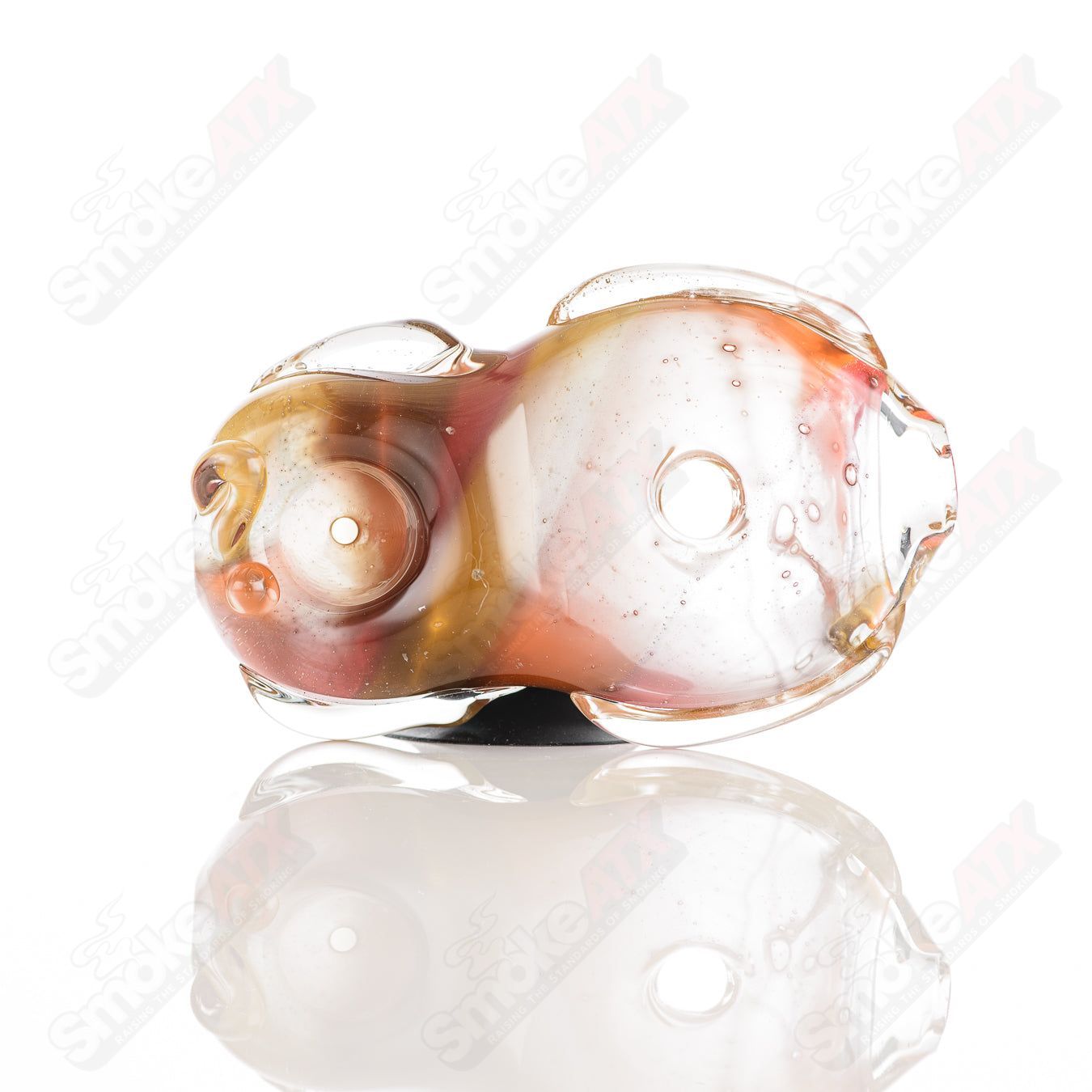 Glass by Nobody 24 Goddess Donut Chillum pipe, clear glass with detailed goddess design, suitable for herbal smoking.