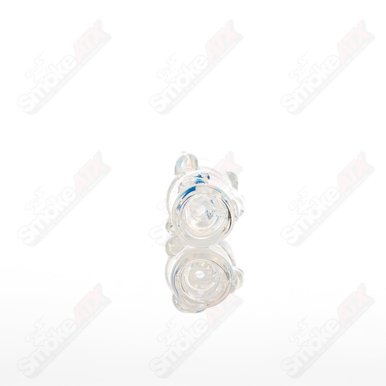 Large glass chillum by Nobody, clear transparent glass with a cylindrical shape and smooth finish, designed for smoking.