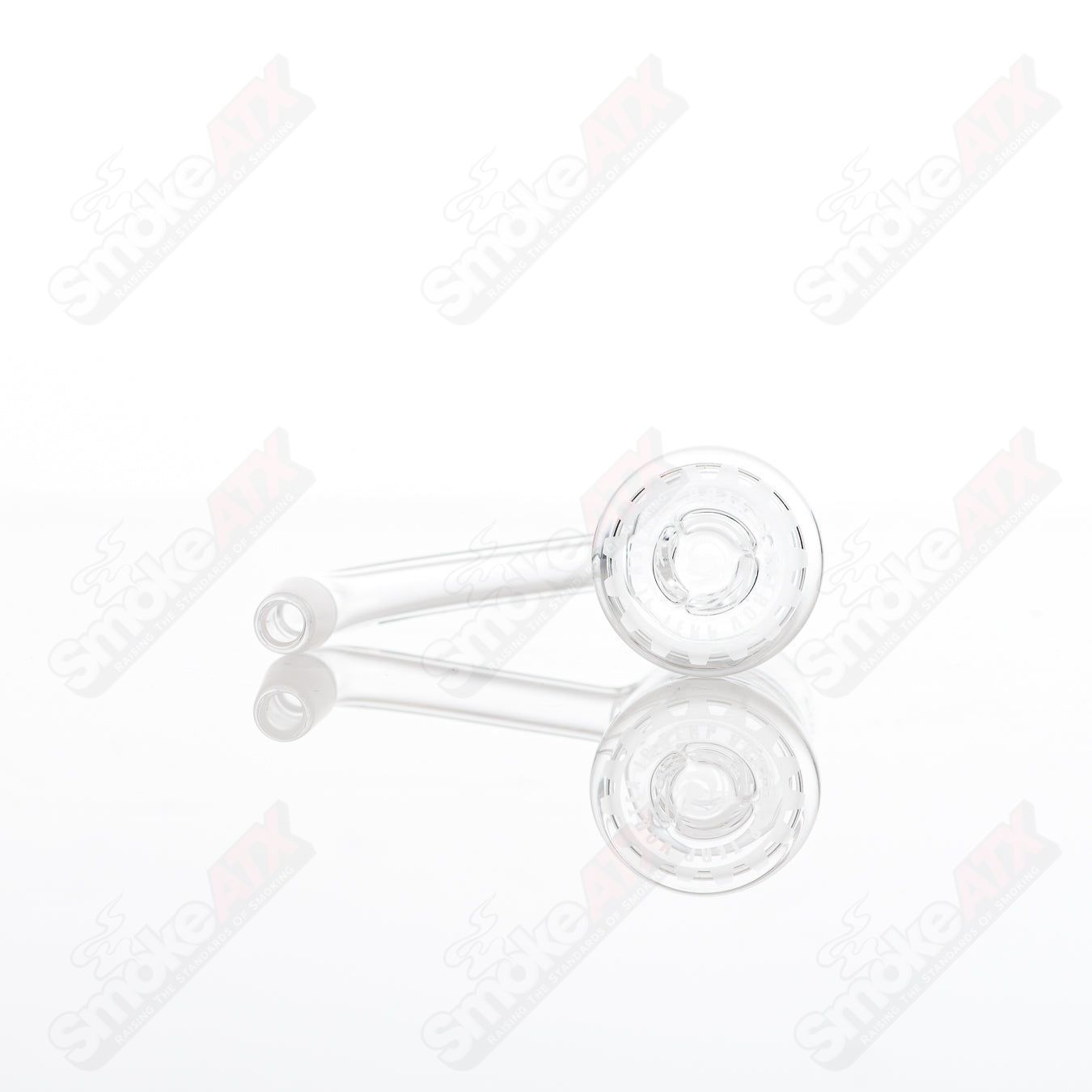 Glass vortex Toro with 25mm 10/90 quartz Grail from Salt Glass, showcasing its detailed vortex design and clear glass finish.
