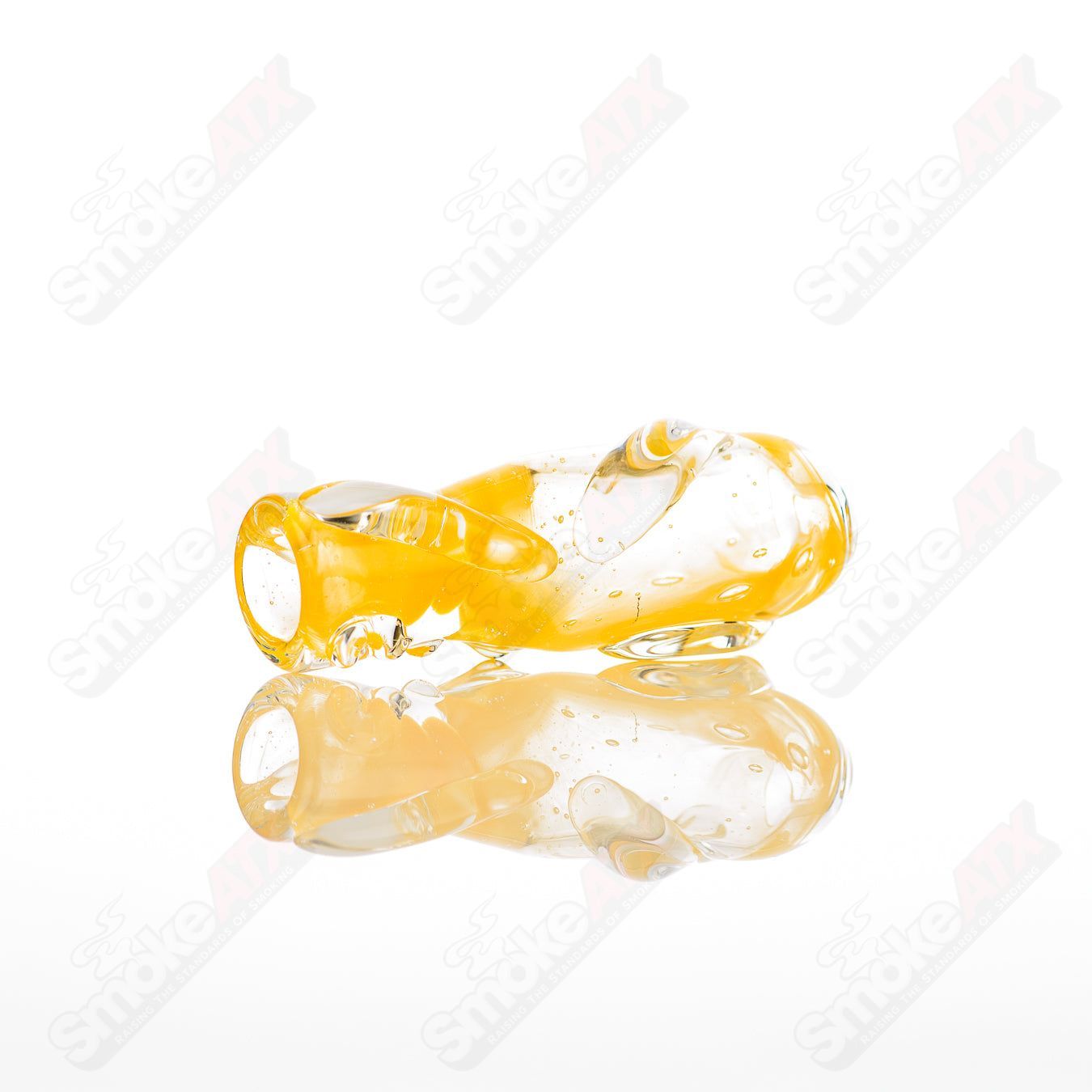 Large Chillum glass pipe by Nobody, clear glass with intricate design, designed for smooth smoking experience.