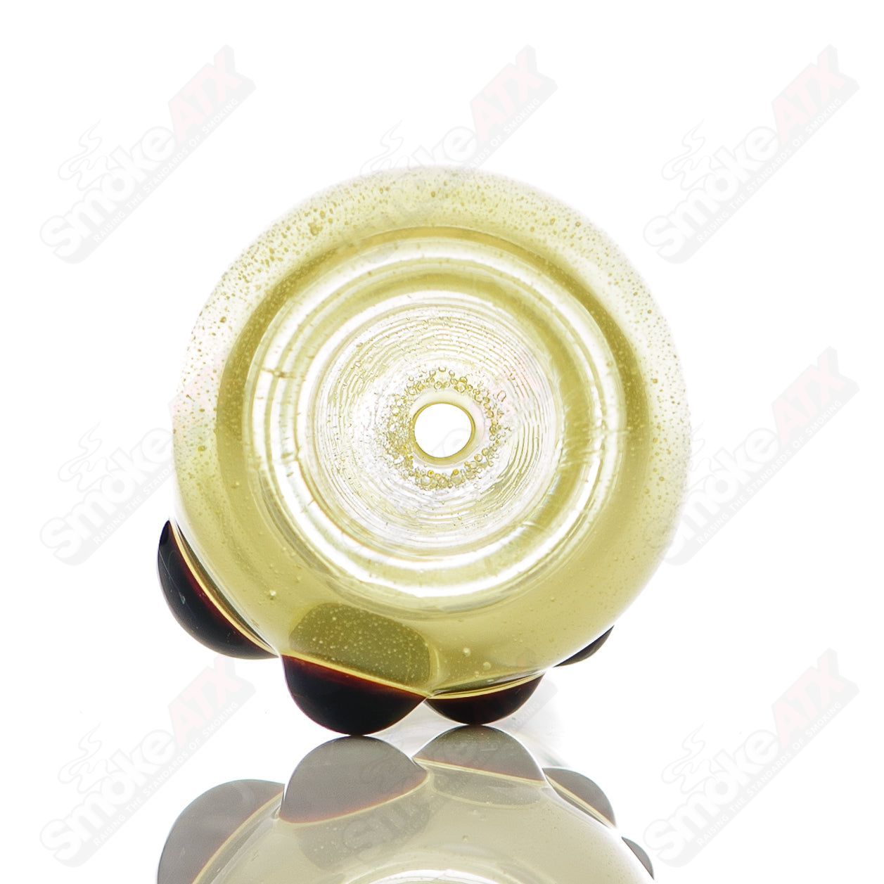 Colorful 18mm Dustorm Glass push slide bowl for smoking, featuring vibrant full-color design and clear glass construction.