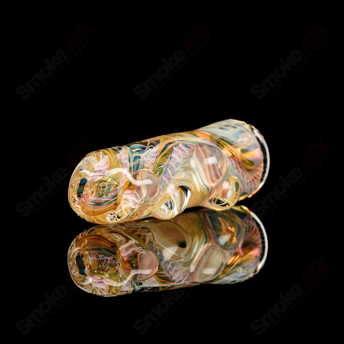 Texas Hot Glass Taster #27 Hot Glass Chillum, clear glass smoking pipe with smooth finish and compact design.