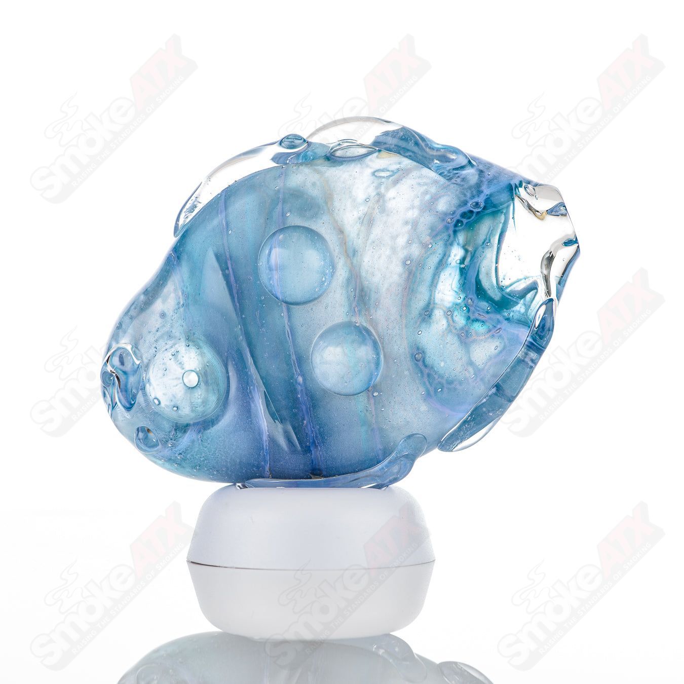 Glass Goddess Pipe by Nobody, clear glass pipe with intricate goddess design, perfect for smoking accessories.