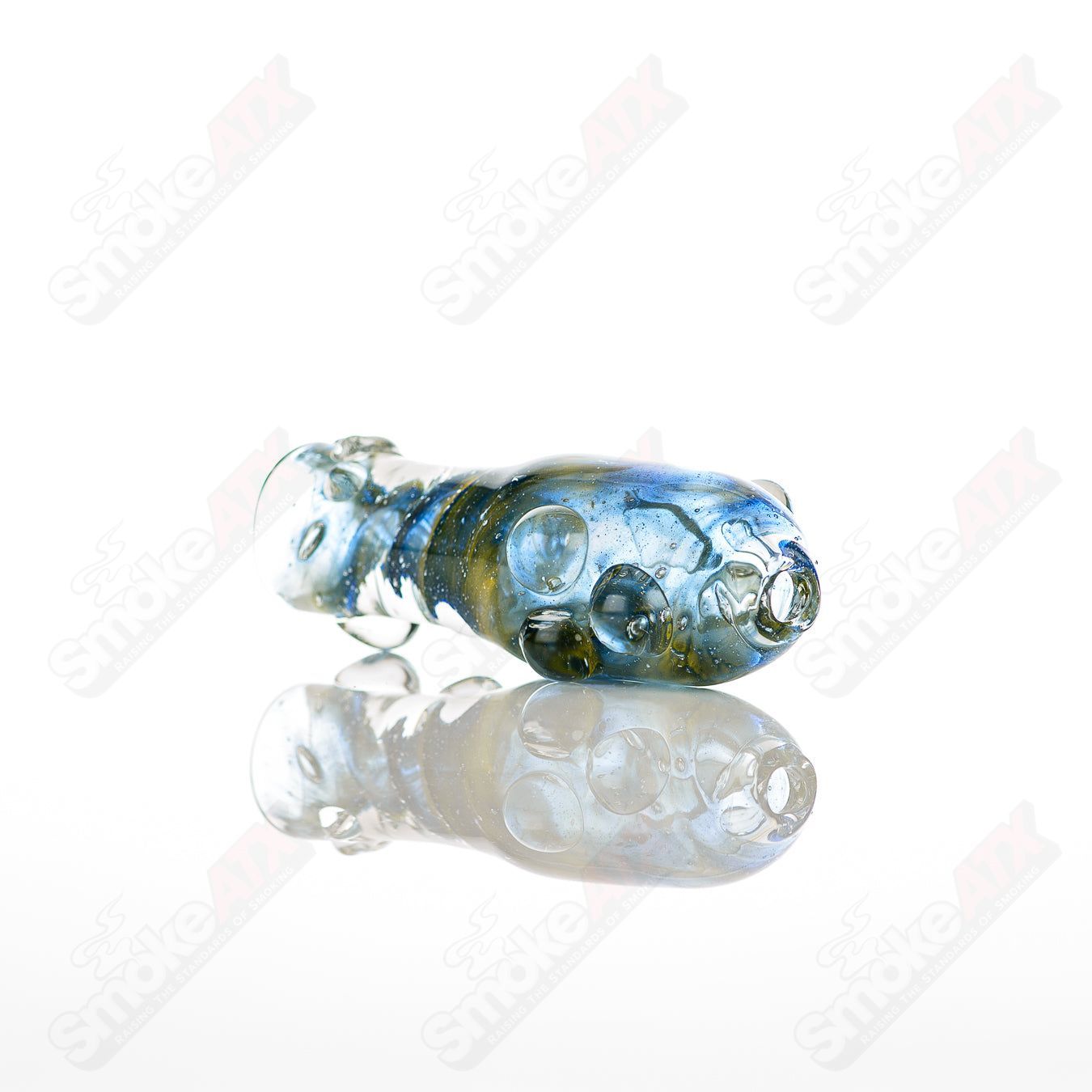 Large glass chillum by Nobody featuring a clear, cylindrical design with subtle decorative patterns for easy holding and use.
