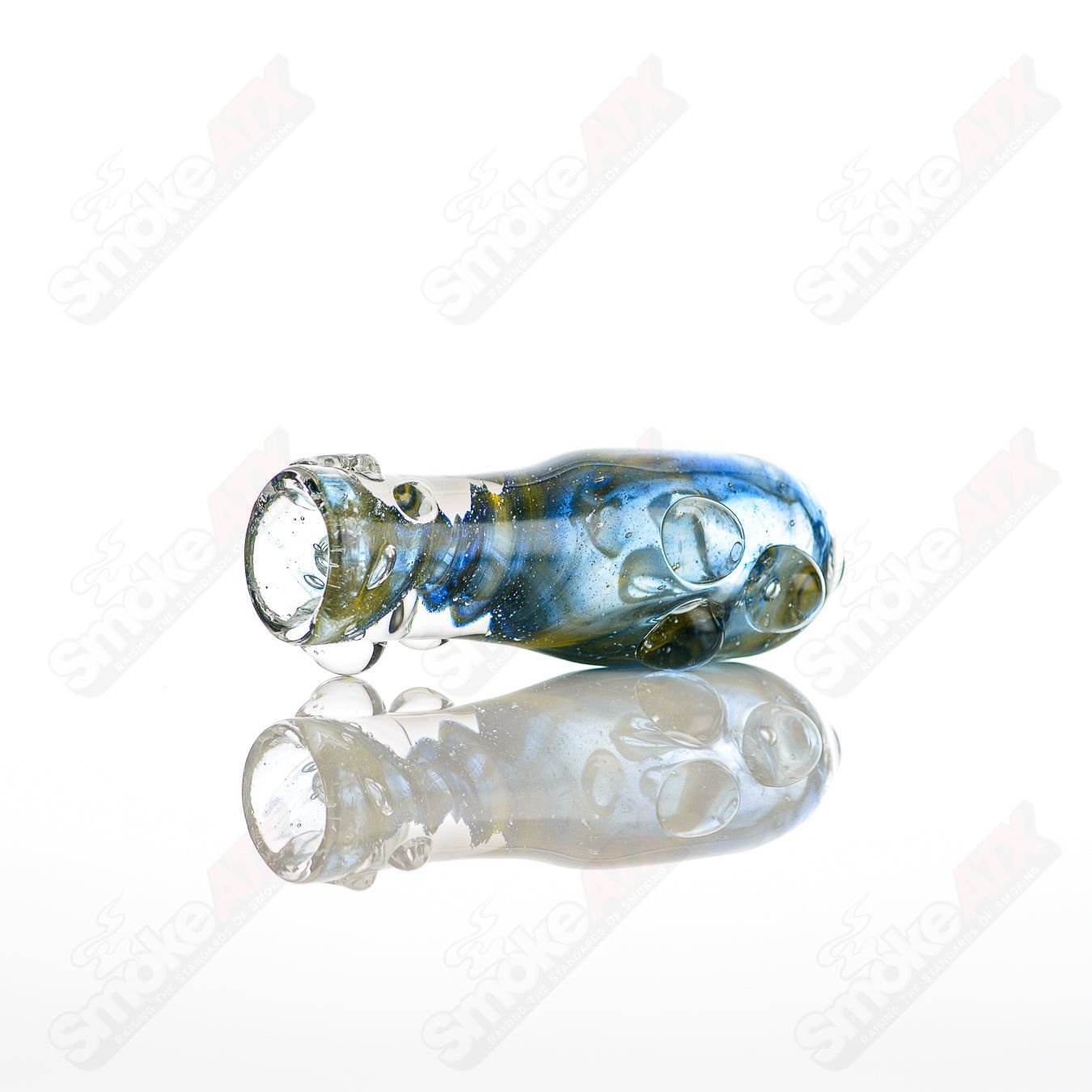 Large Glass Chillum by Nobody with clear glass construction and a cylindrical shape, designed for smooth smoking experiences.