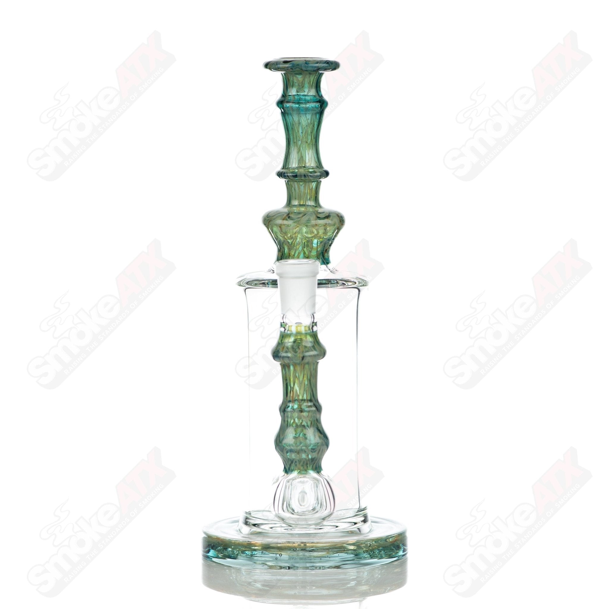 Tagle Glass 14mm 60mm Wrap n Rake inline glass waterpipe tube with detailed design and clear glass construction.