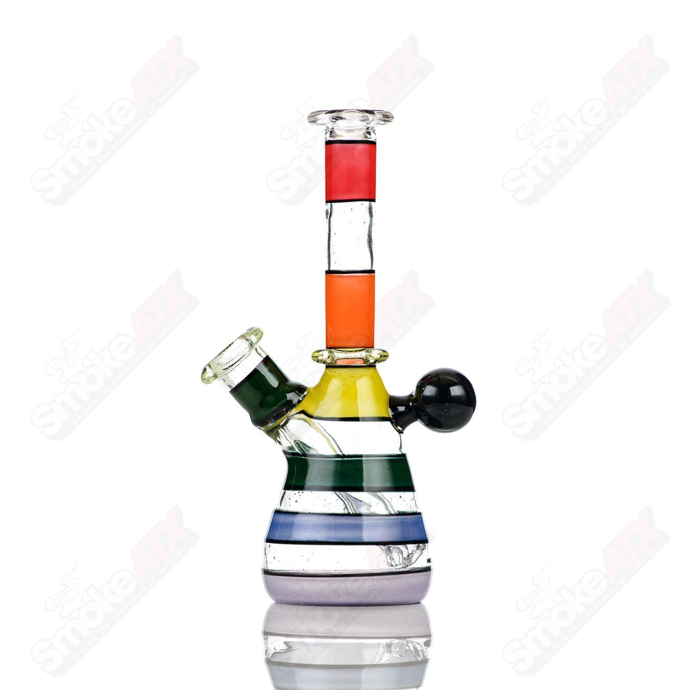 Dustorm Glass 14mm UV Secret Double Rainbow Tube waterpipe with vibrant rainbow-colored glass accents and intricate details.