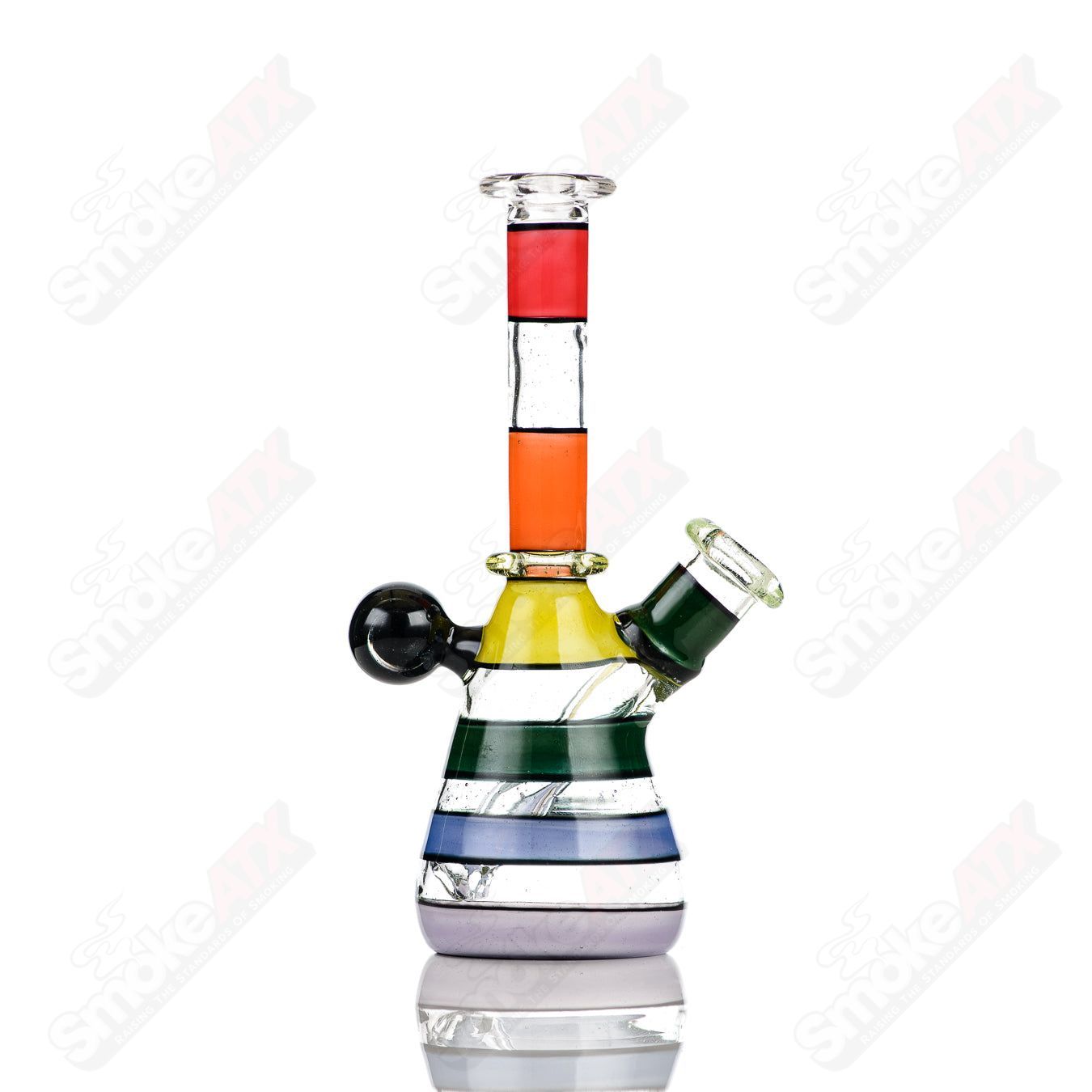 Dustorm Glass 14mm UV Secret Double Rainbow Tube waterpipe showcasing vibrant rainbow colors and clear glass design.
