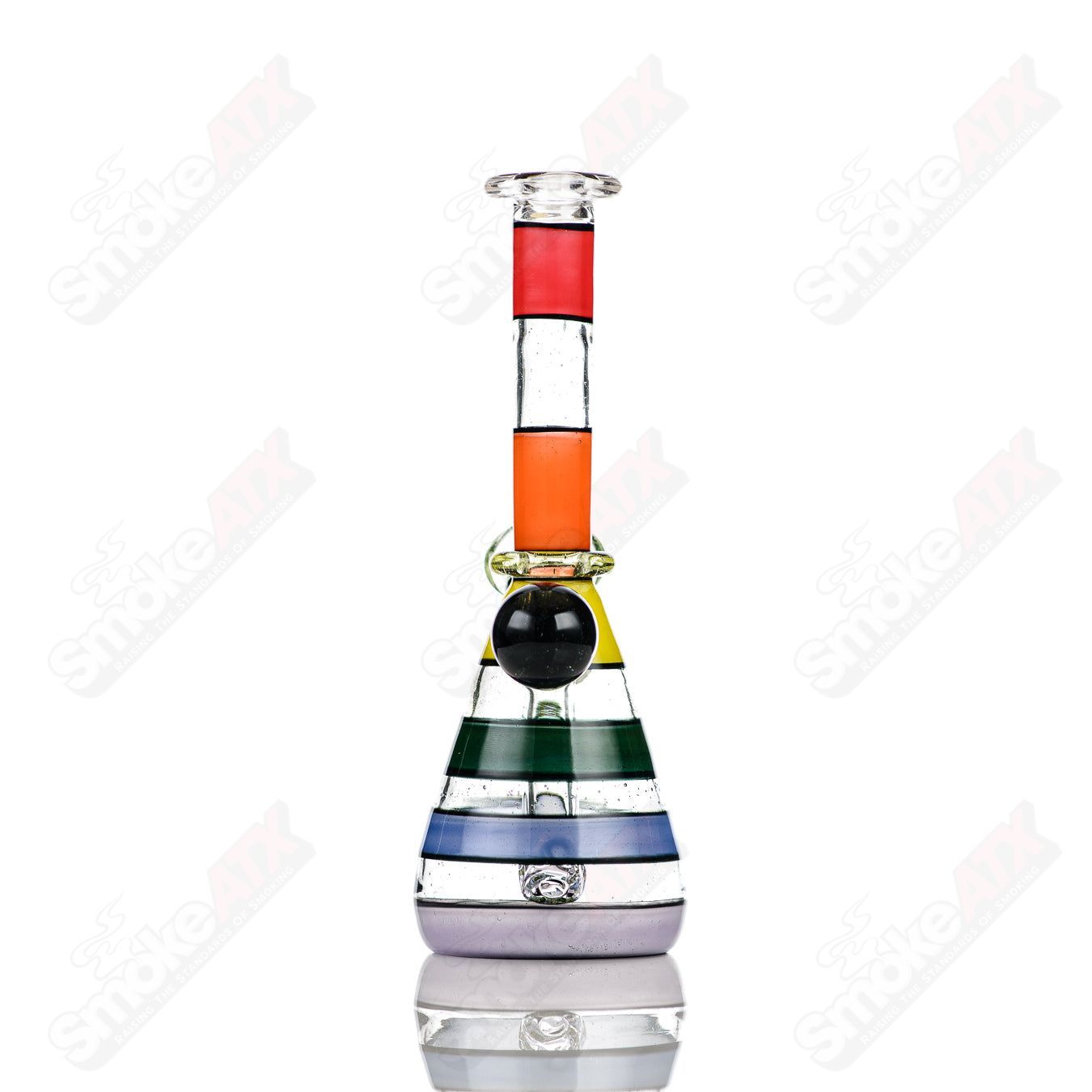 14mm UV Secret Double Rainbow Tube glass waterpipe by Dustorm Glass, featuring vibrant rainbow colors and intricate design.