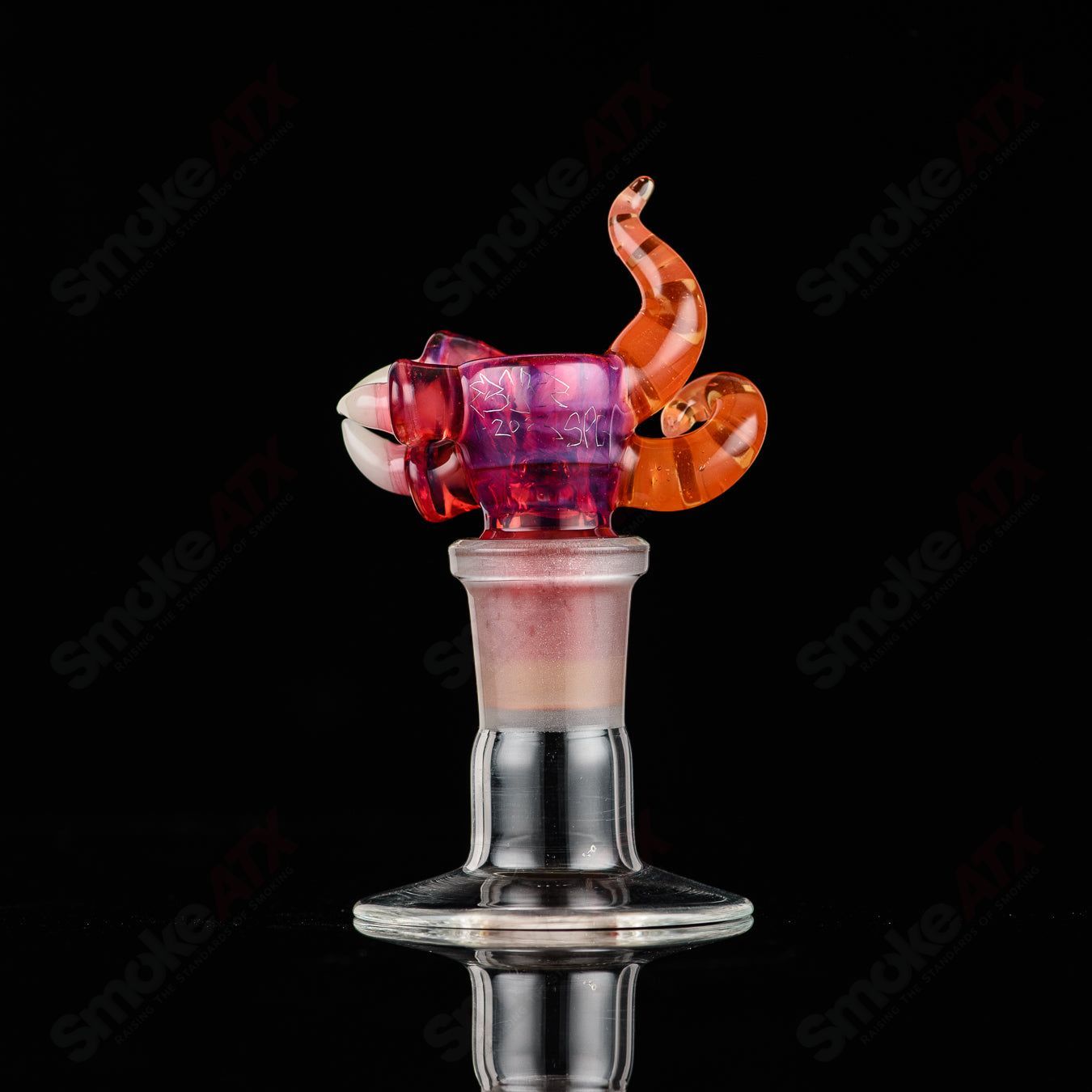 Salt Glass UV reactive 19mm 3-hole slide for Heady Glass bowls, featuring vibrant glow-in-the-dark design and durable construction.