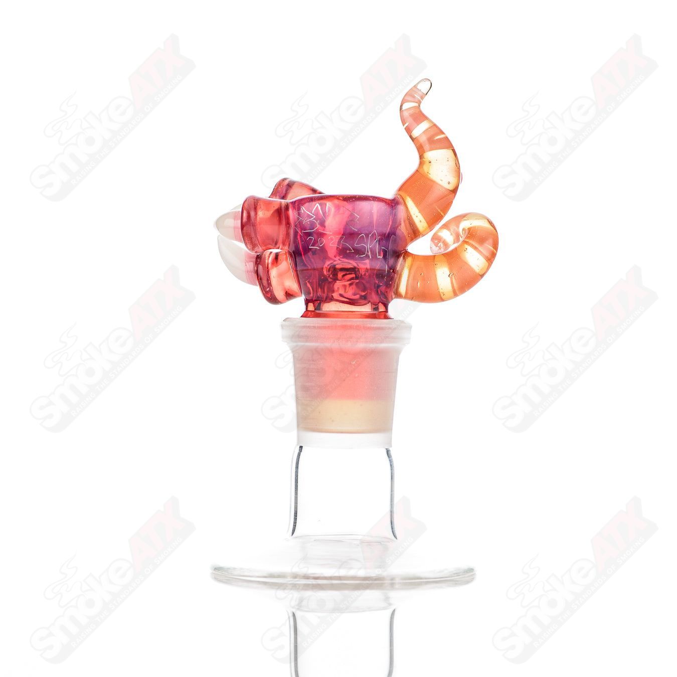 Salt Glass UV reactive 19mm 3-hole slide for heady glass bowls, featuring vibrant UV-reactive design and compatibility with SPG and SALT.
