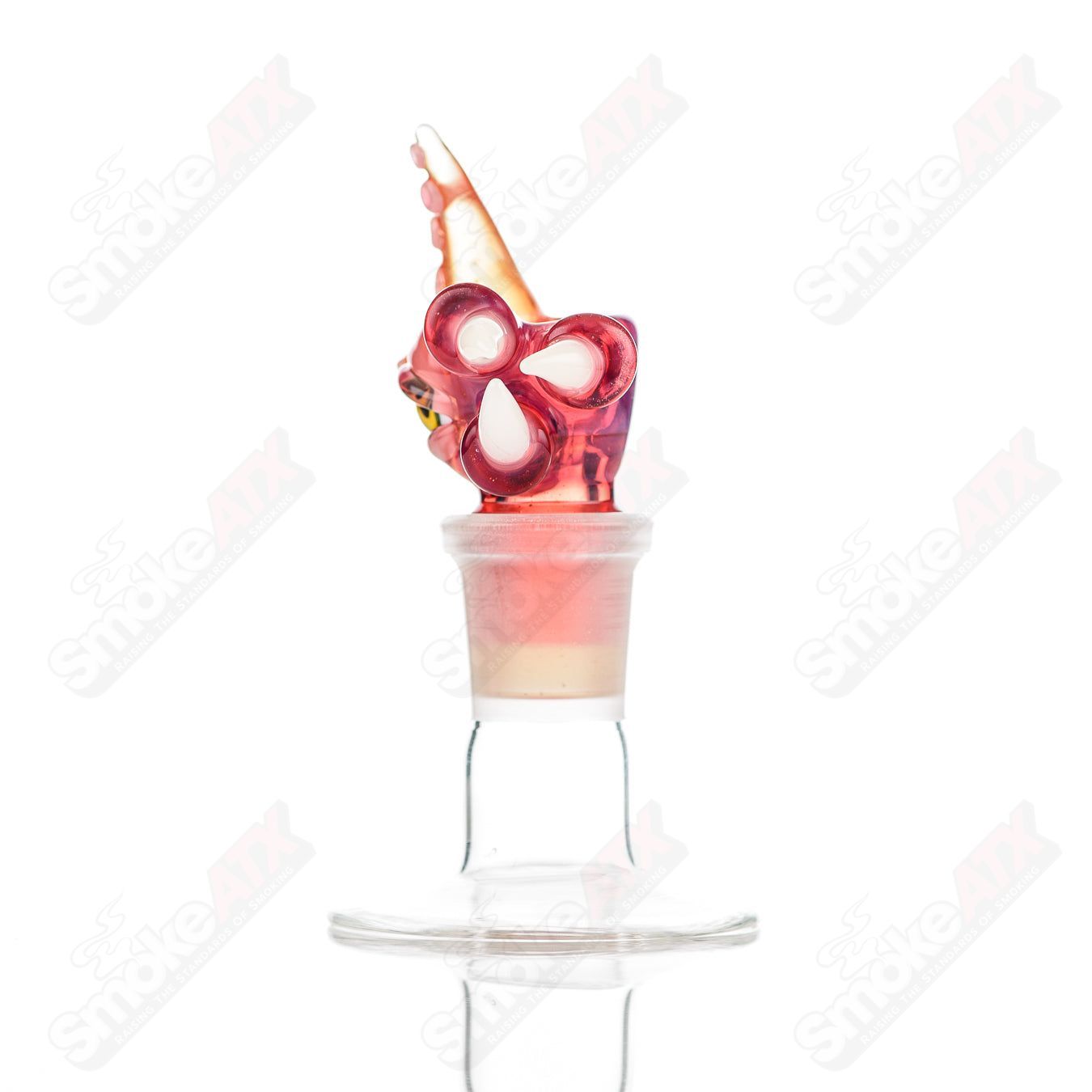 Salt Glass UV reactive 19mm 3-hole slide for bowls, features vibrant UV-reactive glass and intricate design details.