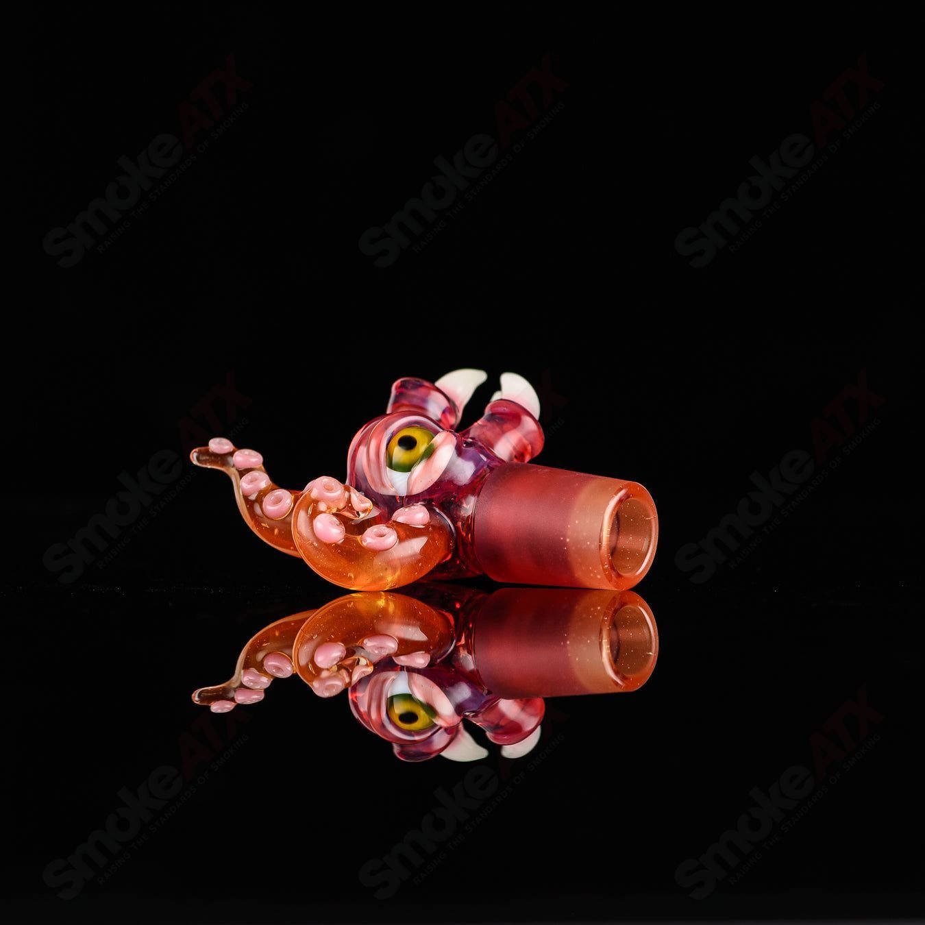 Salt Glass UV reactive 19mm 3-hole slide for heady glass bowls, featuring vibrant UV-reactive design and compatibility with SPG.