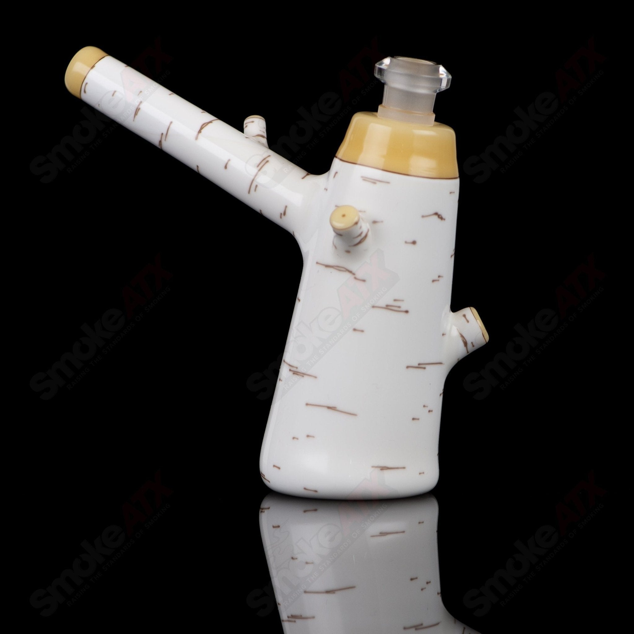 Foster Glass Birch Poker Rig, a heady concentrate rig with a clear glass design and intricate details for dabbing.