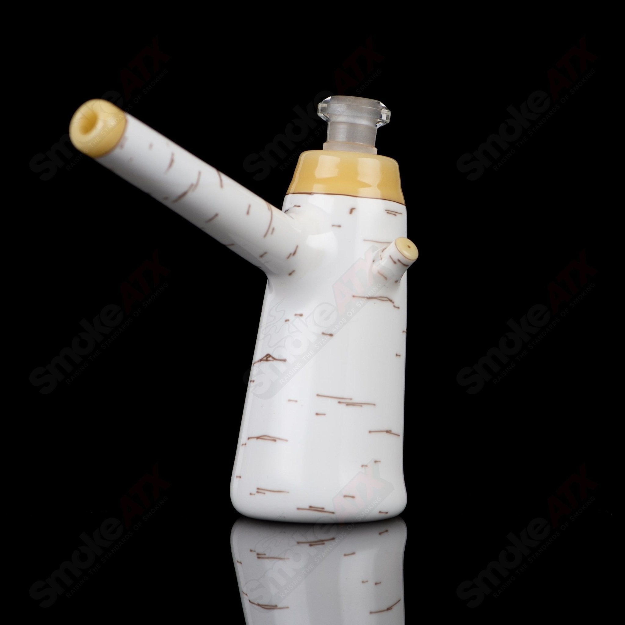 Foster Glass Birch Poker Rig, a heady concentrate rig with a clear glass design and intricate birch pattern.