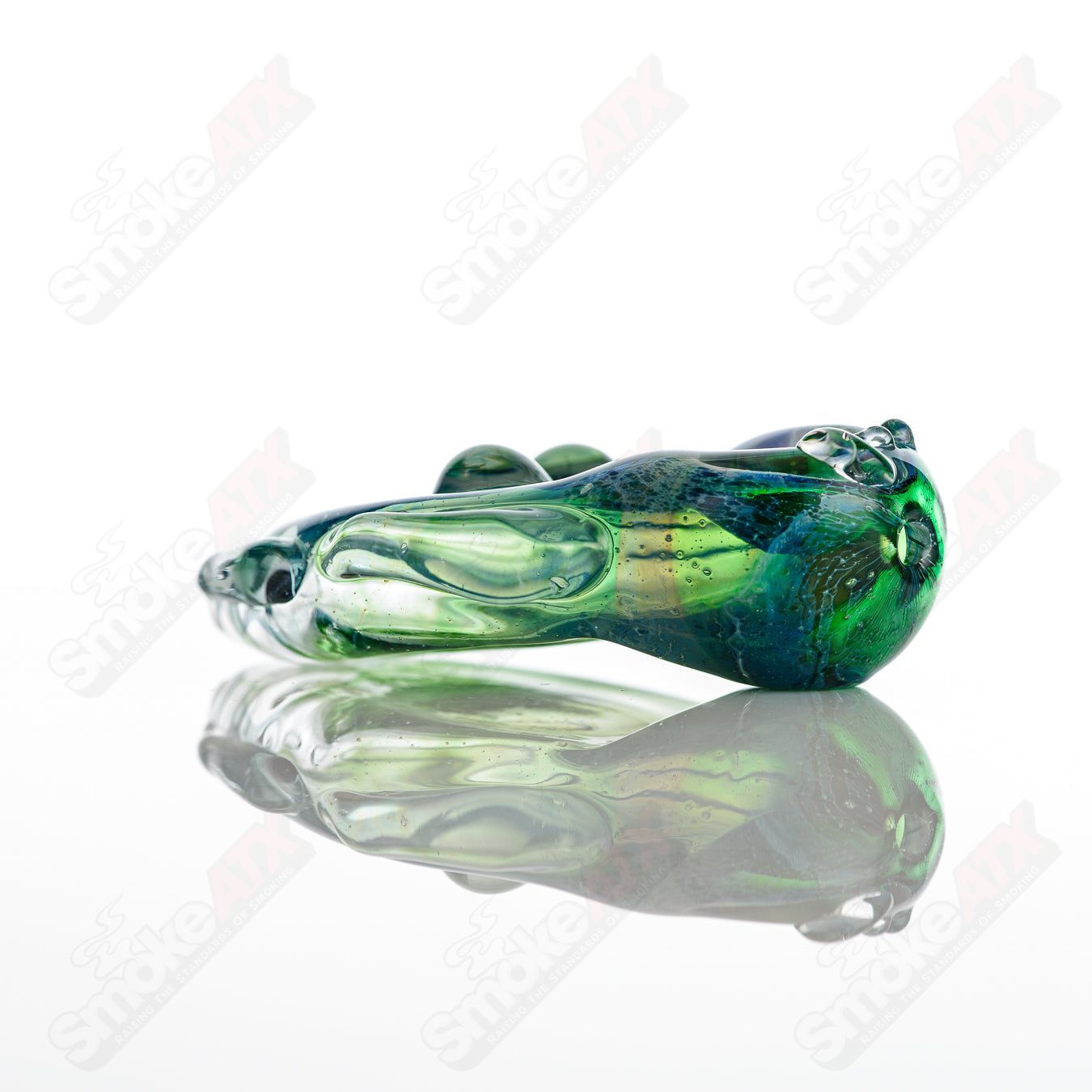 Glass Goddess Pipe by Nobody, clear glass smoking pipe with intricate goddess design, compact and easy to hold.