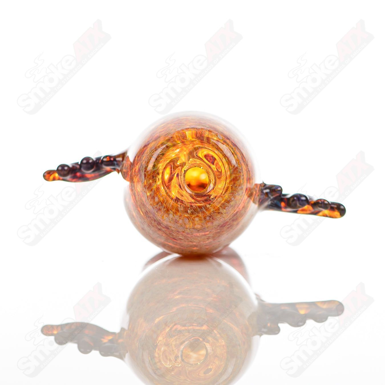 Colorful Four Winds Flameworks #3 Hooter glass pipe with four main chambers and intricate glasswork design.